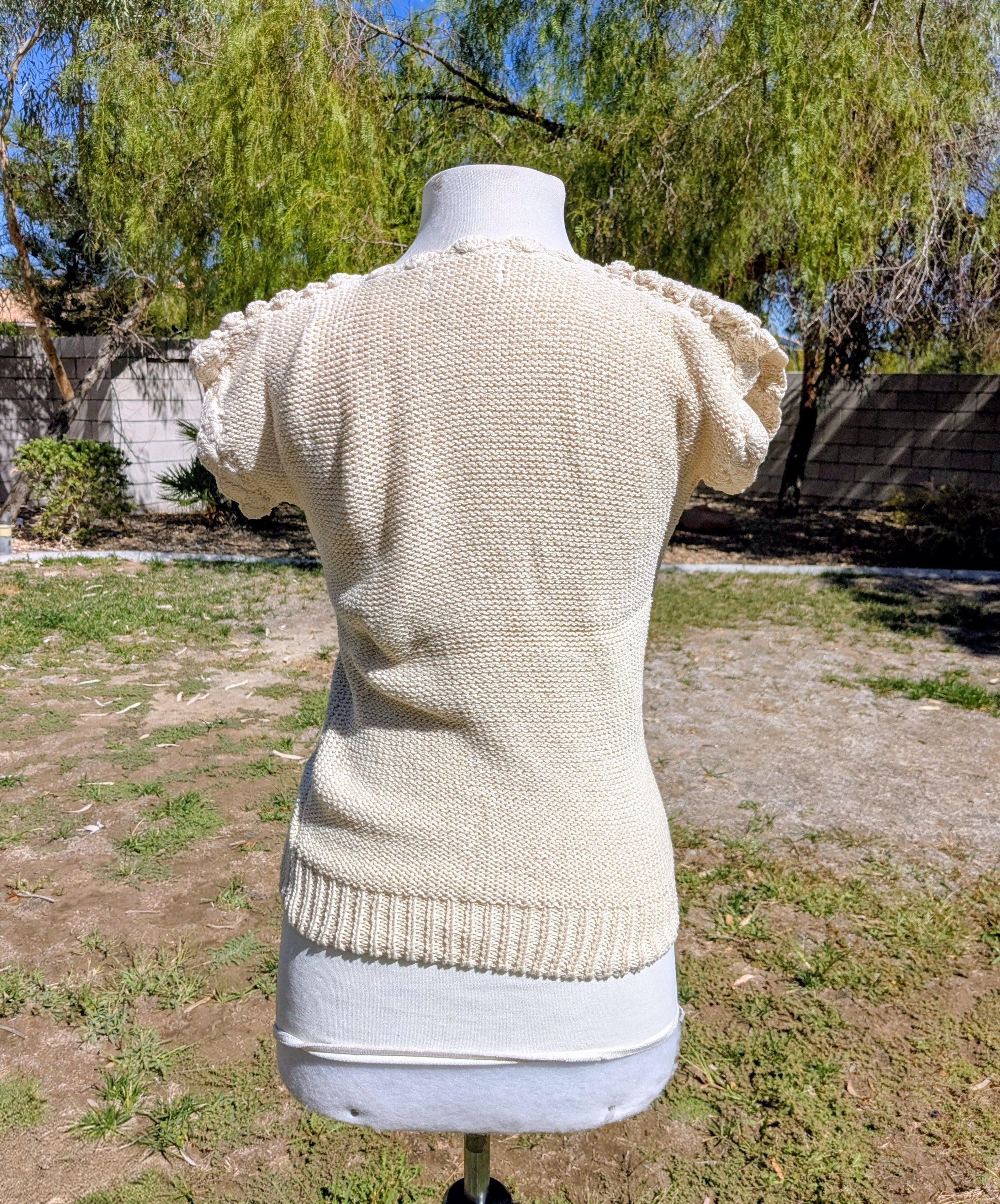 Other VTG Jennifer Reed 1980s Petite Hand Knit Cotton Sweater Top Size M / US 6-8 / IT 42-44 - 4 Thumbnail