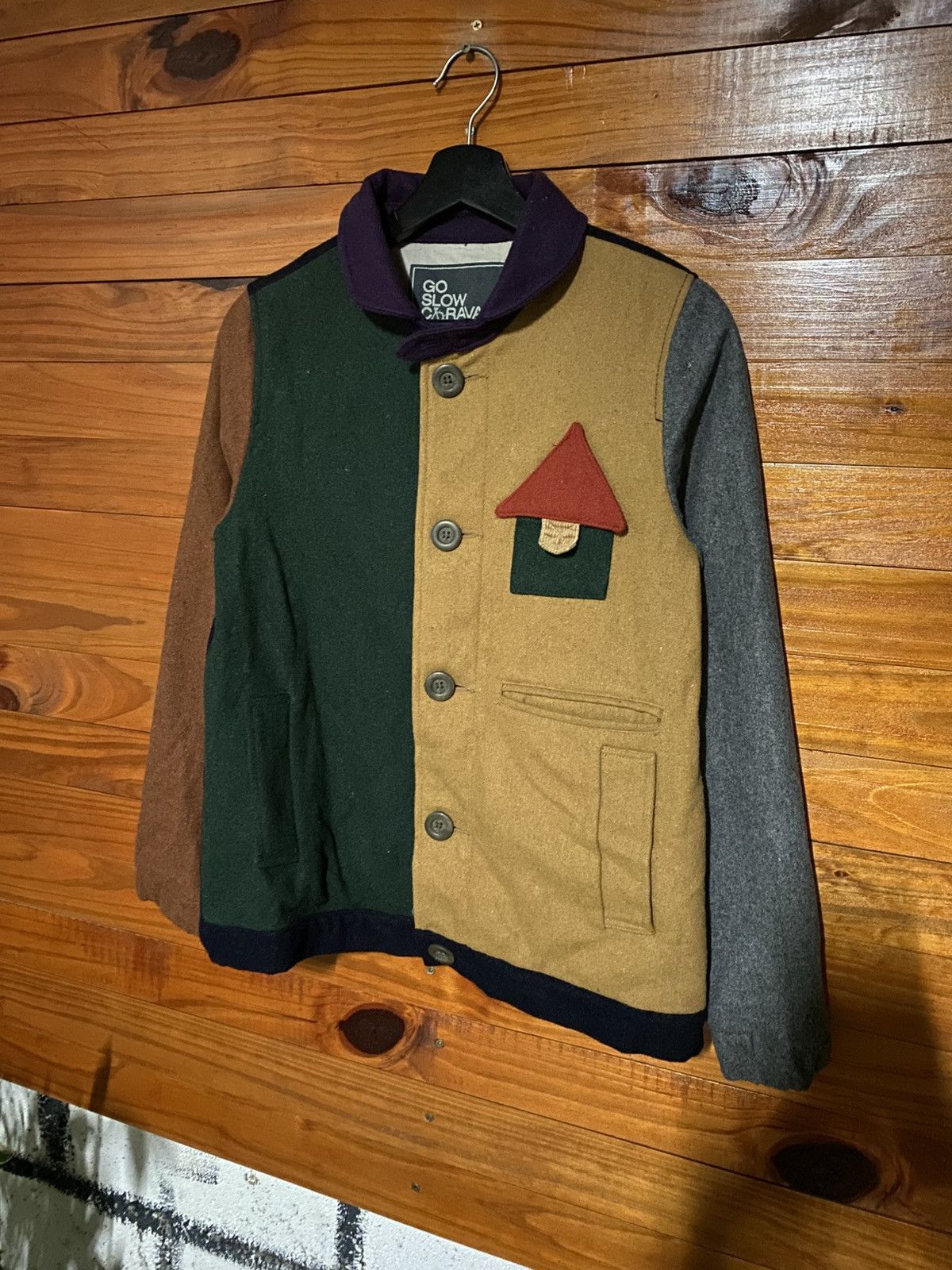 go slow caravan GO SLOW CARAVAN Patchwork Wool Jacket – Vintage Japanese Size US XS / EU 42 / 0 - 4 Thumbnail