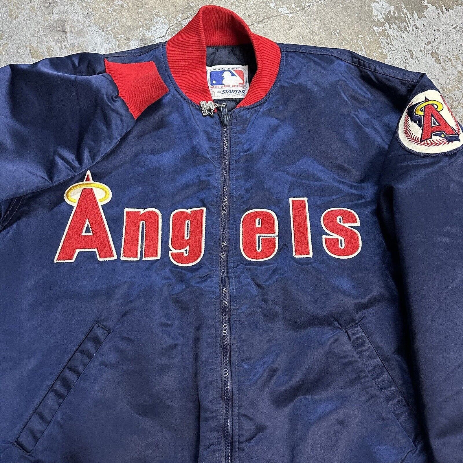 image of Mlb x Starter Vintage 80's Starter Anaheim Angels Bomber Satin Jacket in Blue, Men's (Size XL)