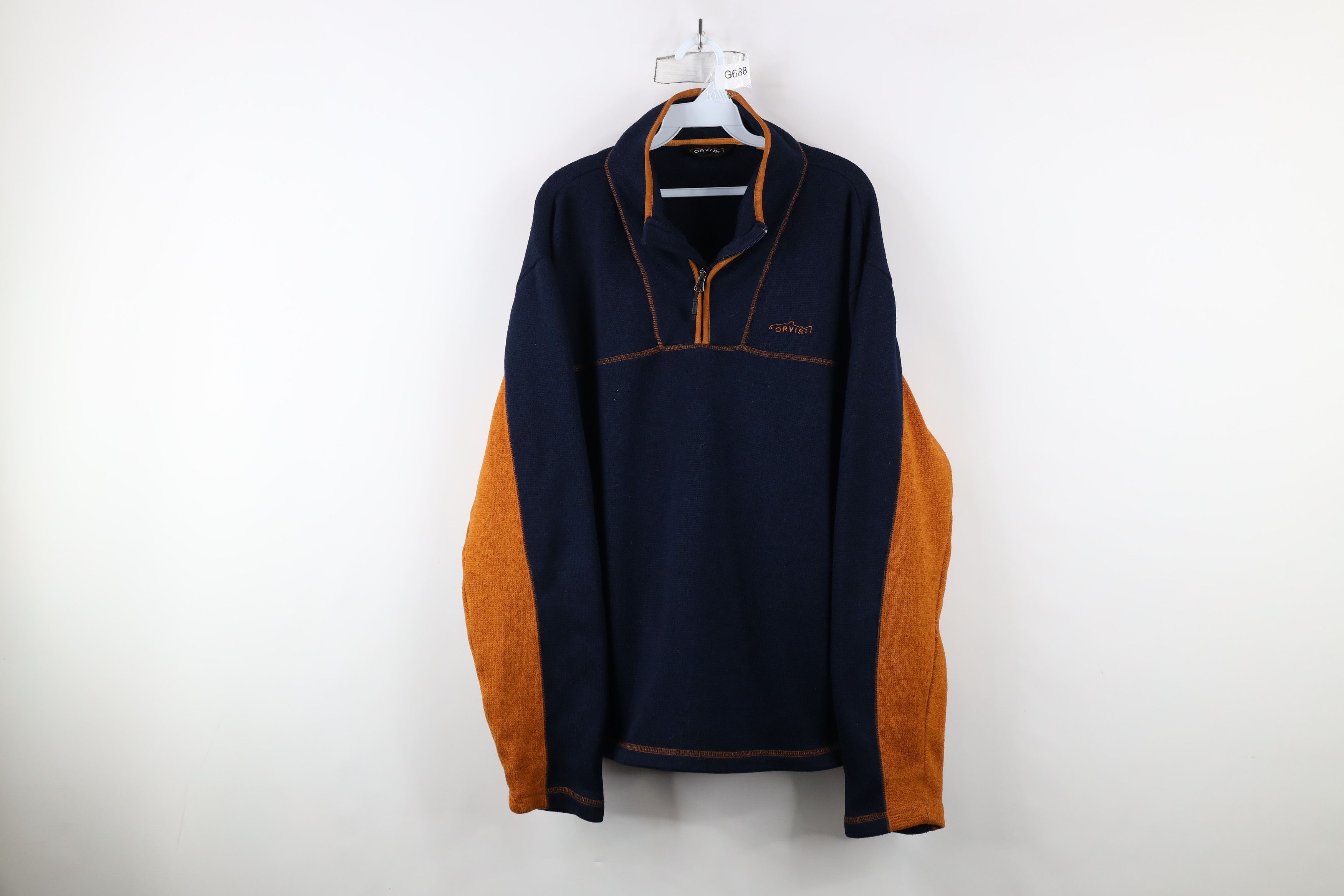Orvis × Vintage Orvis Trout Bum Spell Out Half Zip Knit Fleece Sweater Blue Size US XL / EU 56 / 4 - 1 Thumbnail