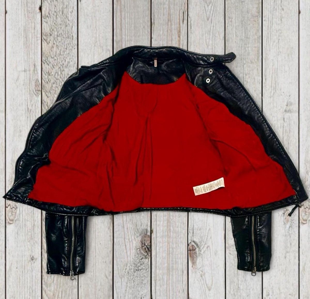Free People Free People Vegan Leather Moto Jacket / Red Lining | Sz: XS Size XS / US 0-2 / IT 36-38 - 6 Thumbnail