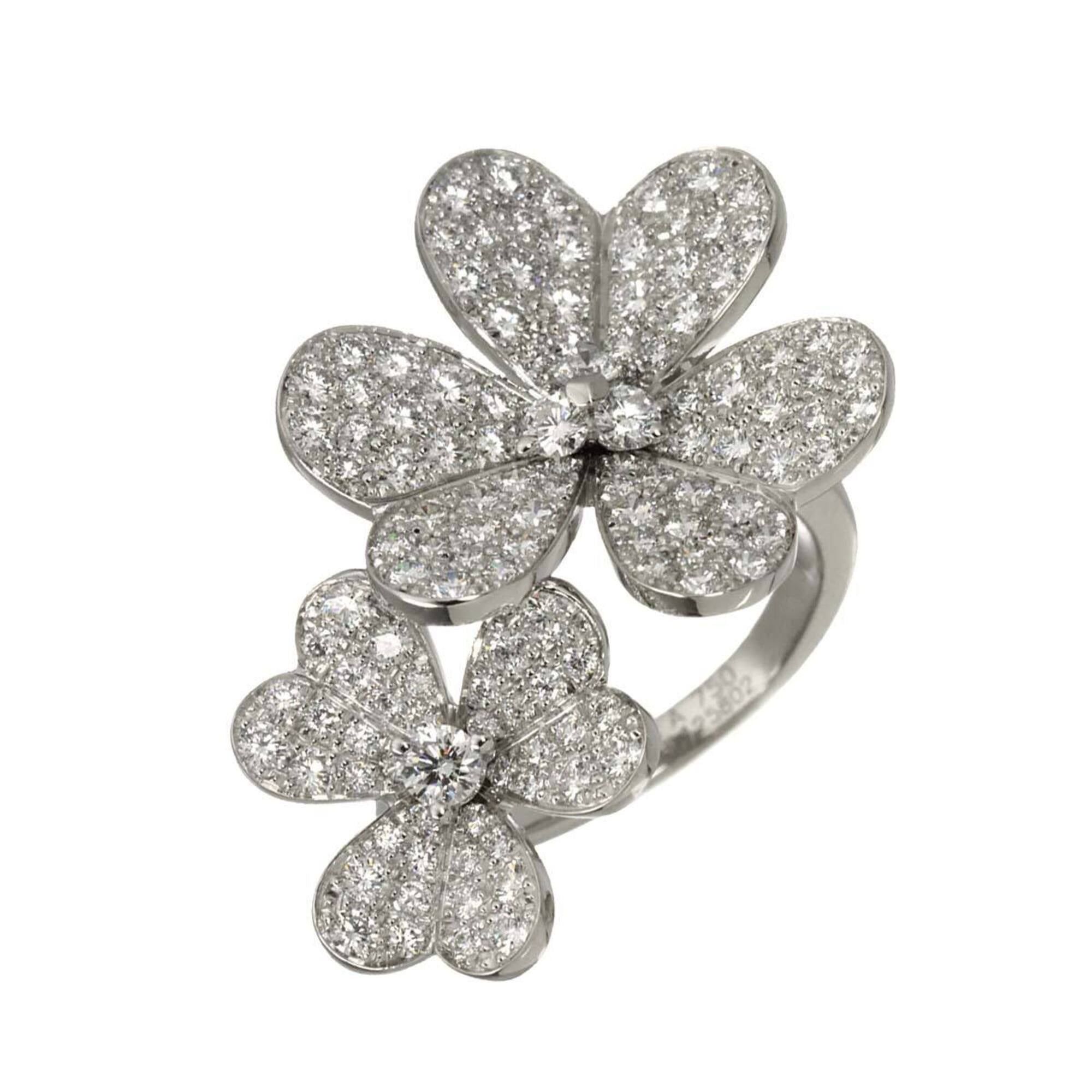 Van Cleef & Arpels Frivole Entre Les Doigts 52 Diamond Ring, 18k White Gold 750, Vca Ring, Women's