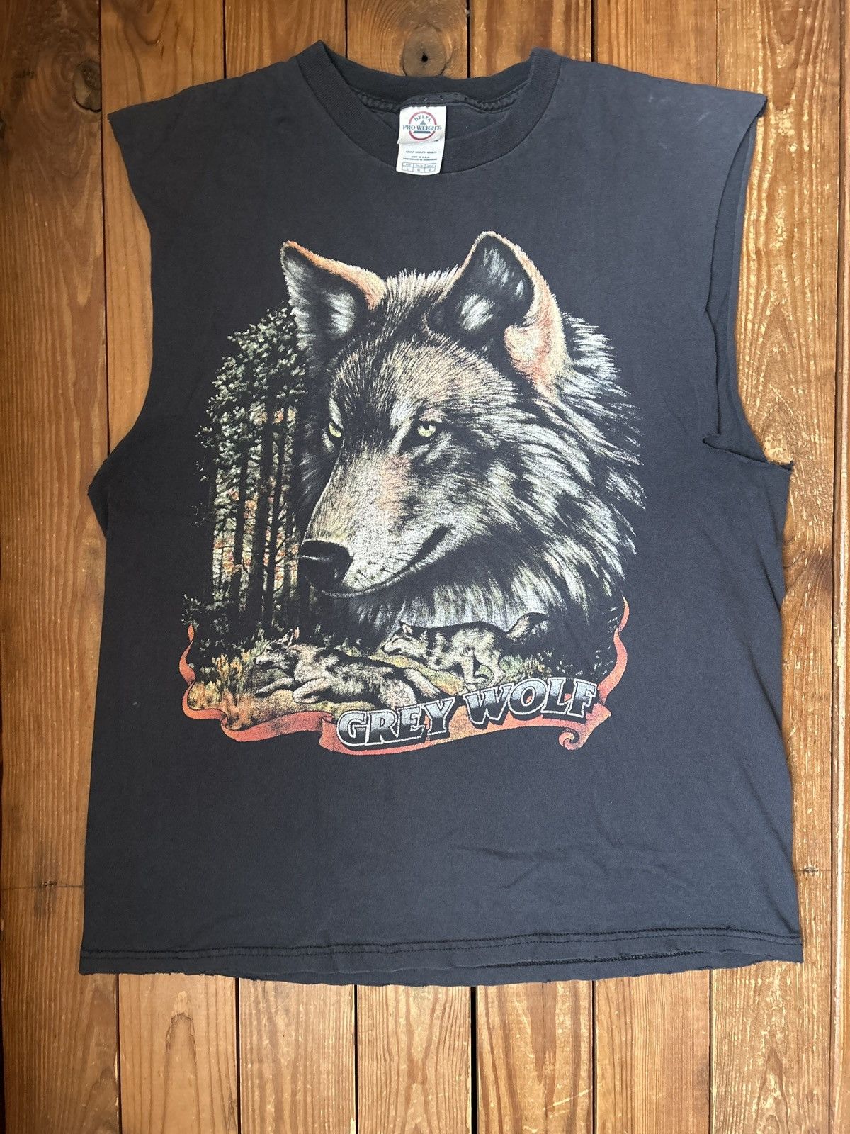 Harley Davidson × Vintage Vintage Grey Wolf Faded Distressed Black Sleeveless Shirt Size US L / EU 52-54 / 3 - 1 Thumbnail