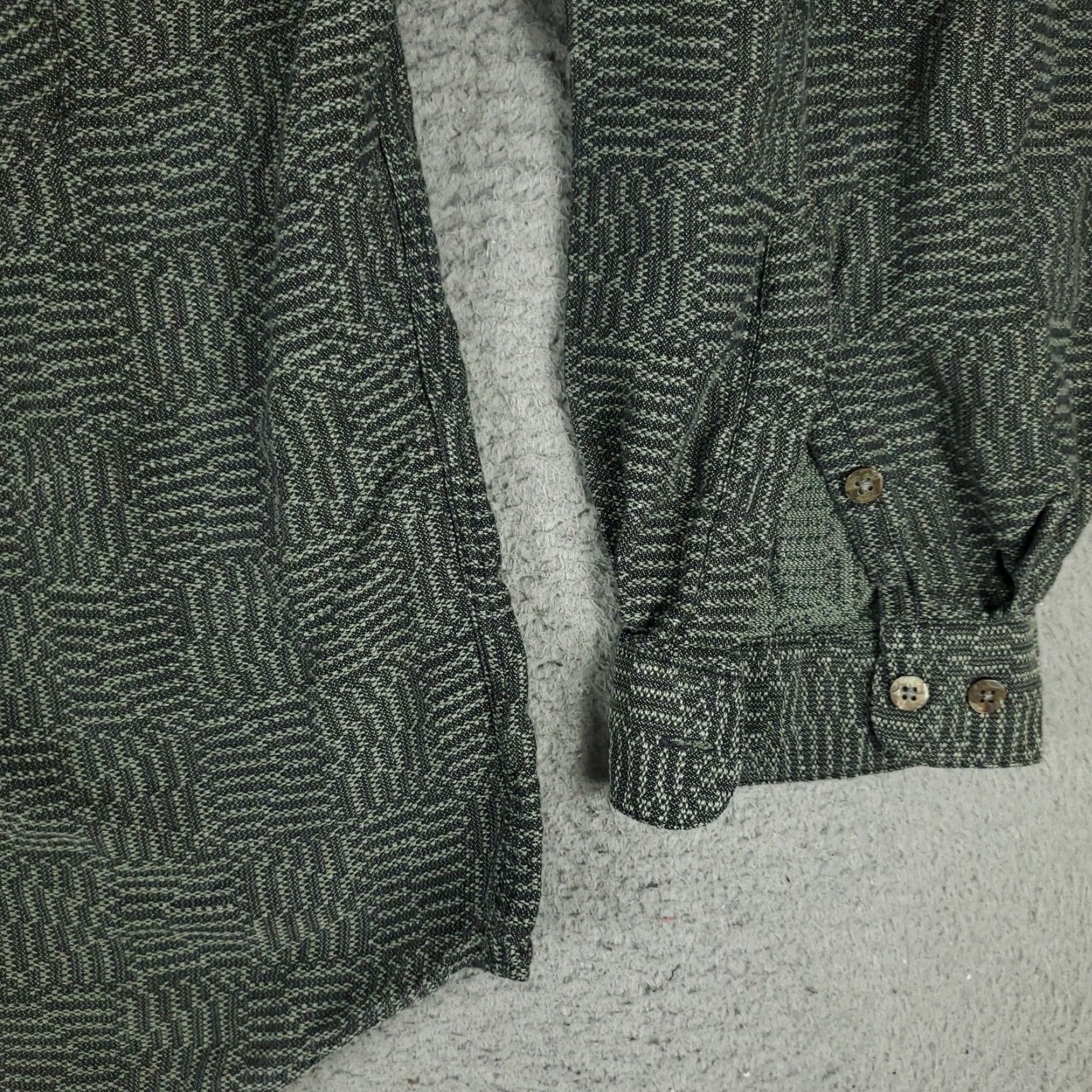 Vintage VINTAGE Jhane Barnes Shirt Mens XL Green/Gray 2 Pocket Abstract Button Up Long Sleeve Size US XL / EU 56 / 4 - 4 Thumbnail