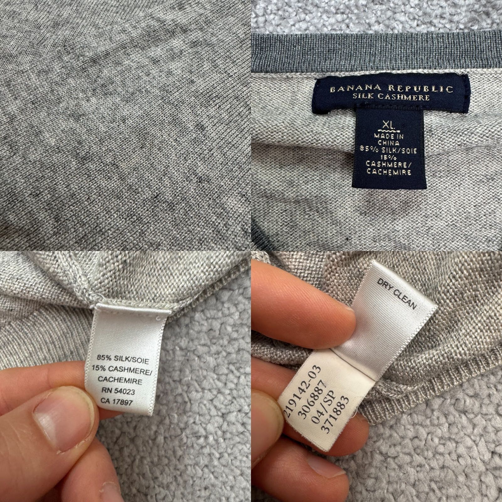Vintage VINTAGE Banana Republic Cashmere Silk V-neck Pullover Sweater Mens XL Gray Knit Size US XL / EU 56 / 4 - 8 Thumbnail