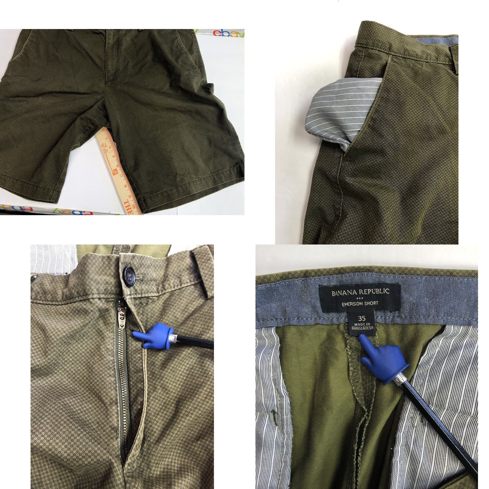 Banana Republic Banana Republic Mens Shorts 35 Green 100% Cotton Size US 35 - 8 Thumbnail