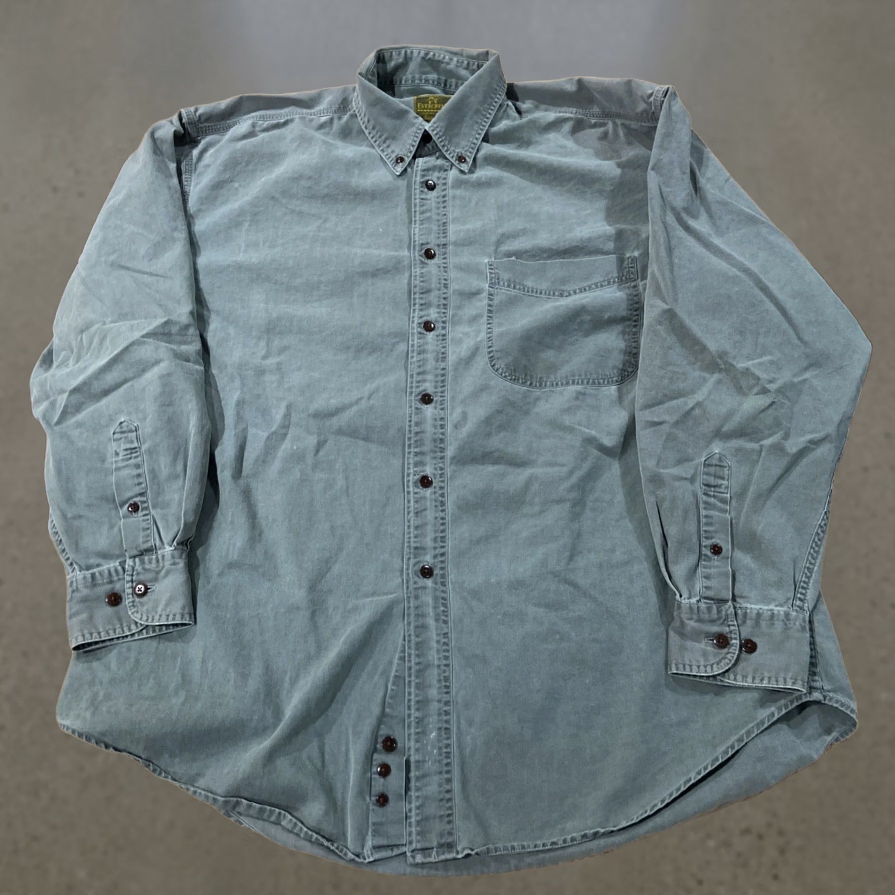 Evergreen Evergreen Men's Shirt L Green Button-Up Short Sleeve Collared Front-Top Casual Outdoor 100% Cotton Regular Fit Vintage No Size US L / EU 52-54 / 3 - 1 Thumbnail
