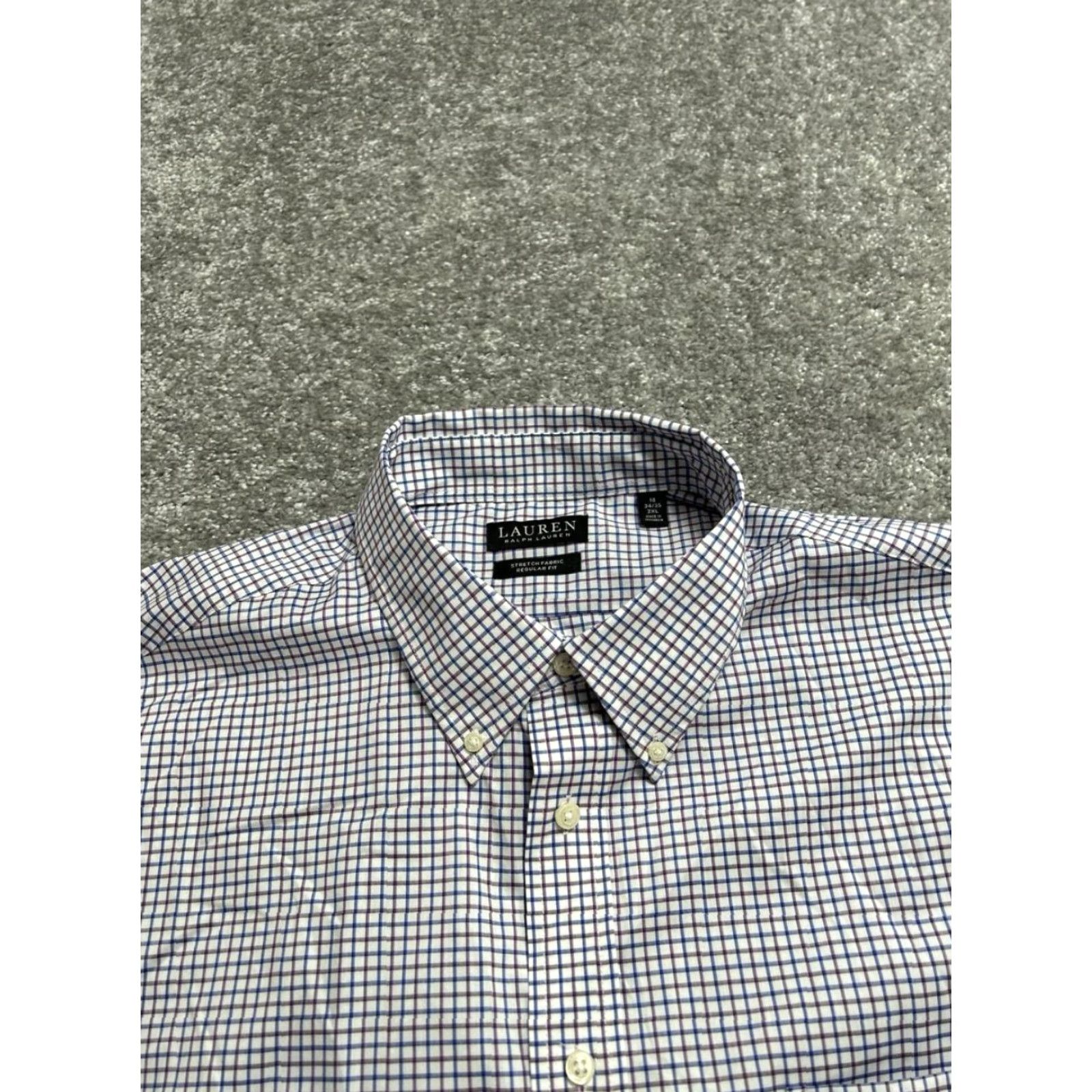Ralph Lauren Lauren Ralph Lauren Dress Shirt Men 18 Purple Plaid Regular Fit Wrinkle Free New Size 48R - 3 Thumbnail