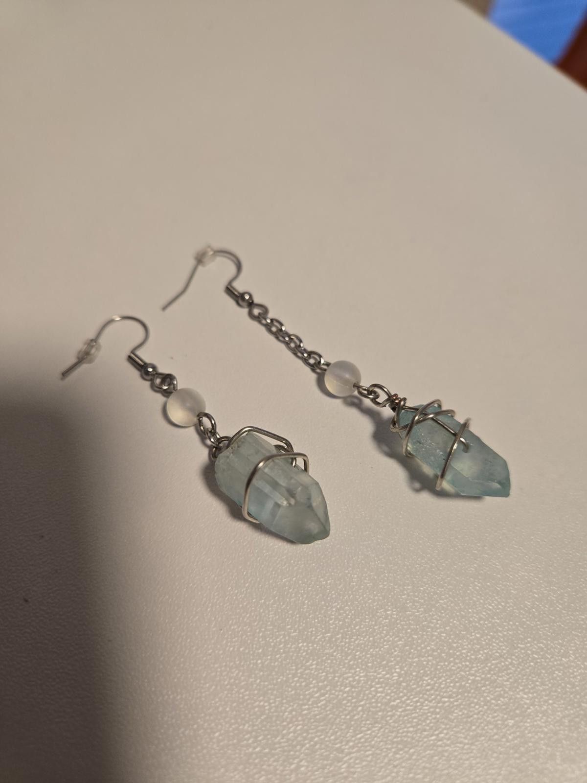 Other Blue Aura Crystal and Moonstone Earrings Size ONE SIZE - 2 Thumbnail