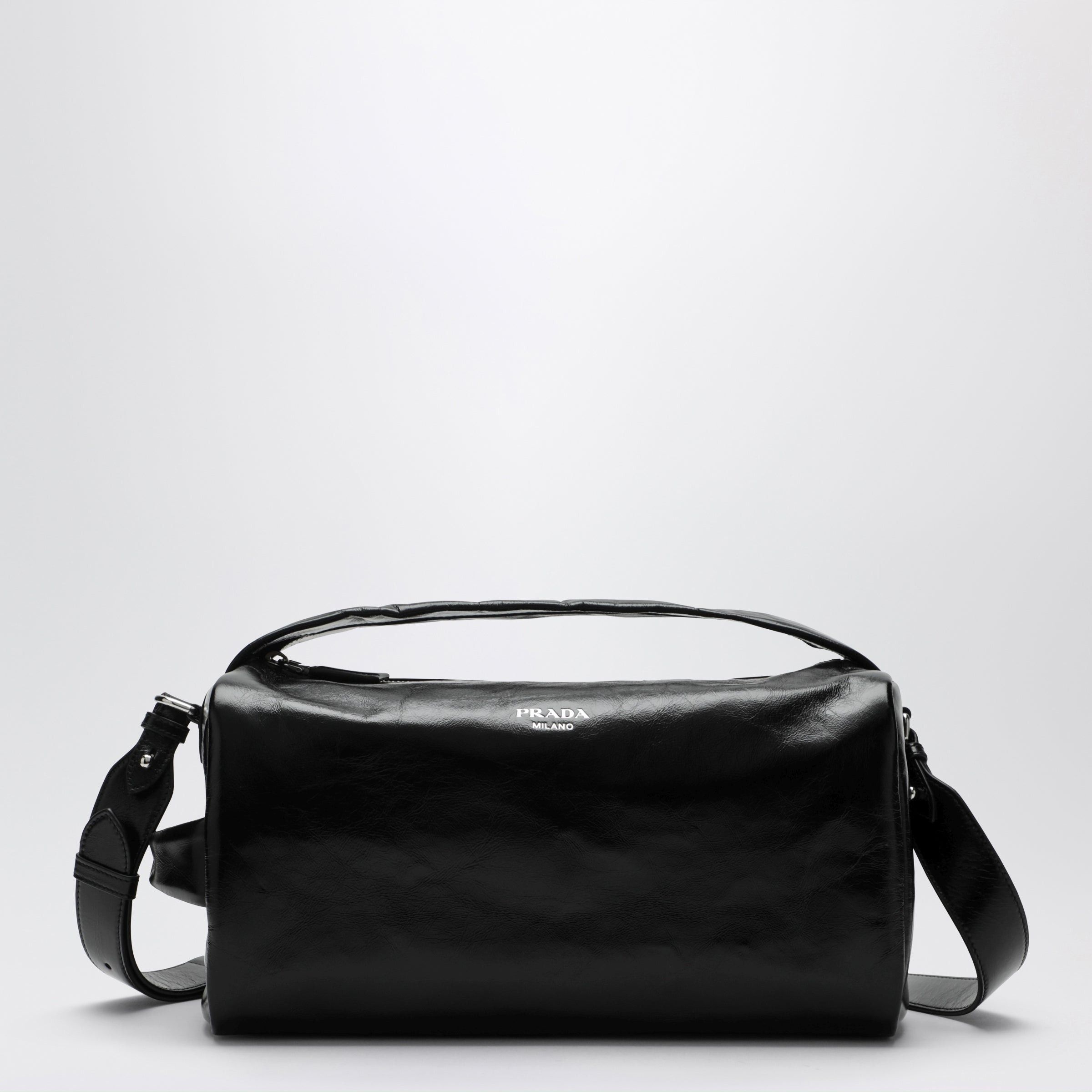 Prada Prada Black Leather Bag With Glossy Finish Size ONE SIZE - 1 Thumbnail