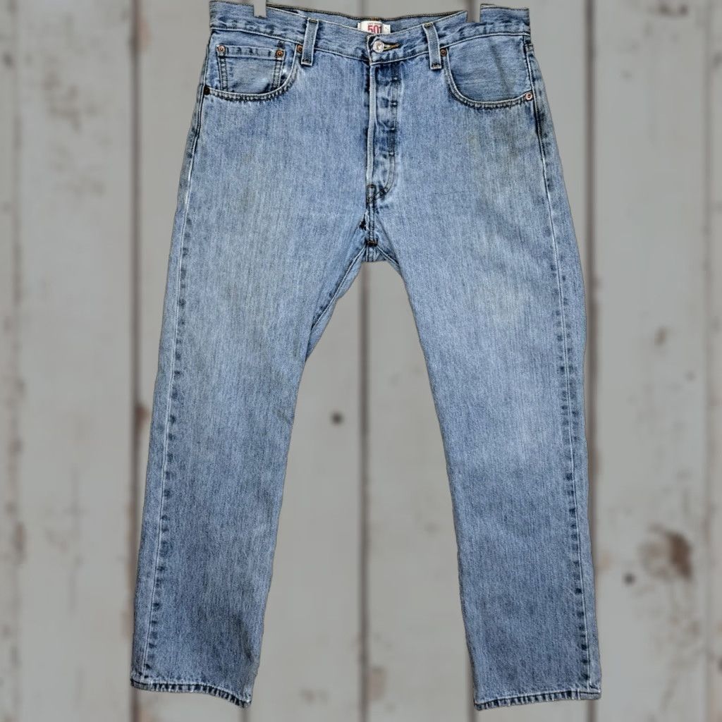 Levi's Levi's 501 Jeans Mens Sz 34x30 Light Wash Red Tab Button Fly Straight Leg 5-Pocket Denim Cotton Size US 34 / EU 50 - 1 Thumbnail