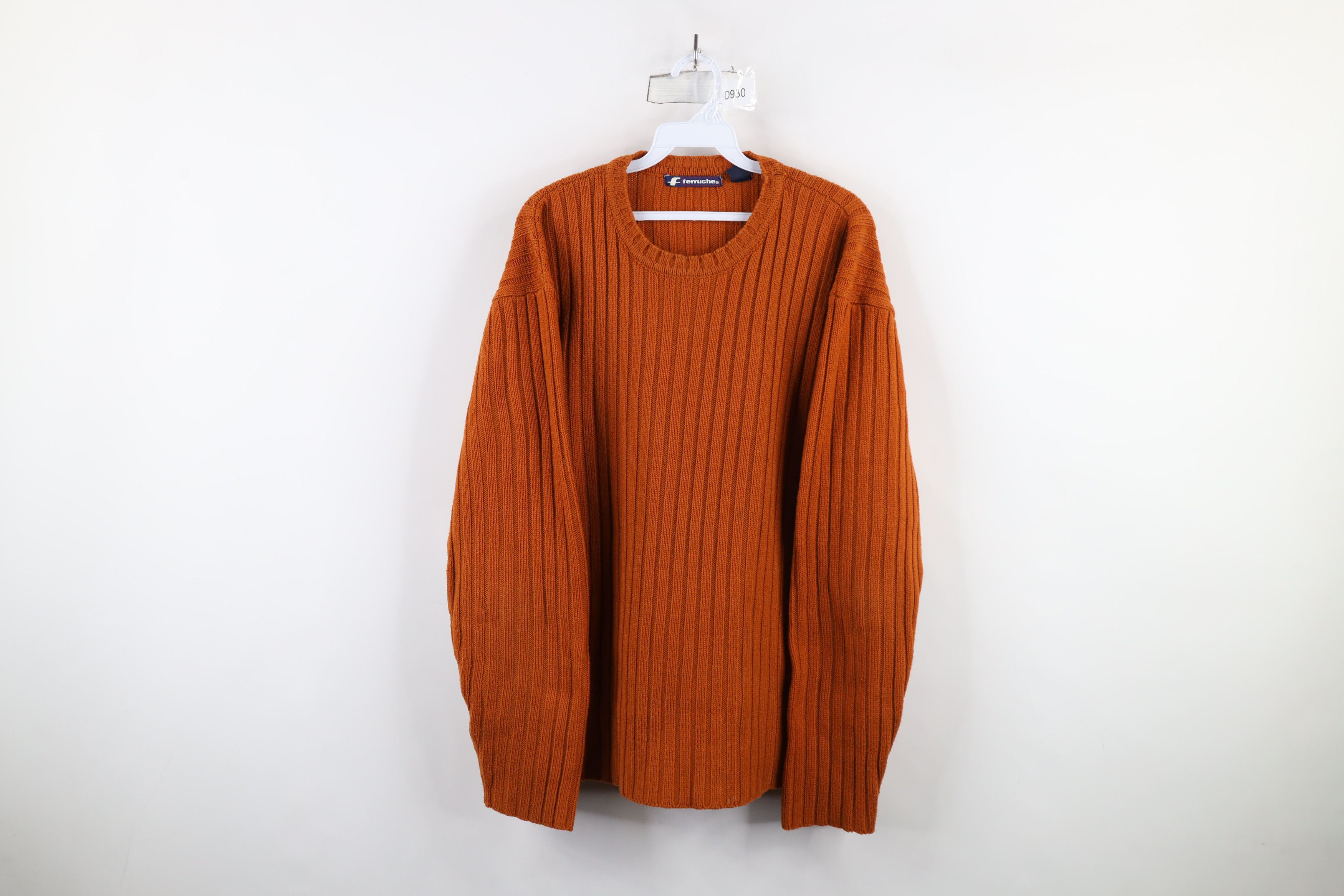 Vintage Vintage 90s Streetwear Ribbed Knit Crewneck Sweater Orange Size US L / EU 52-54 / 3 - 1 Thumbnail