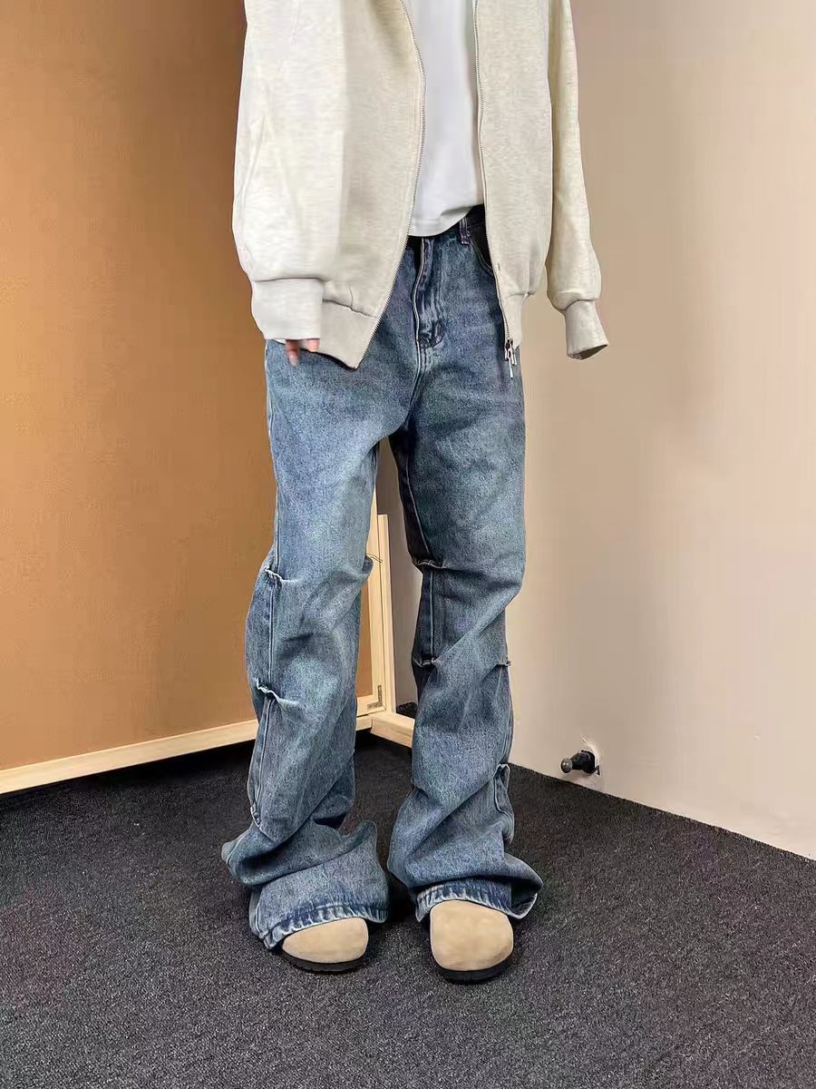 Designer × Jean × Vintage Vintage Y2K frayed baggy micro flare jeans Size US 34 / EU 50 - 1 Thumbnail