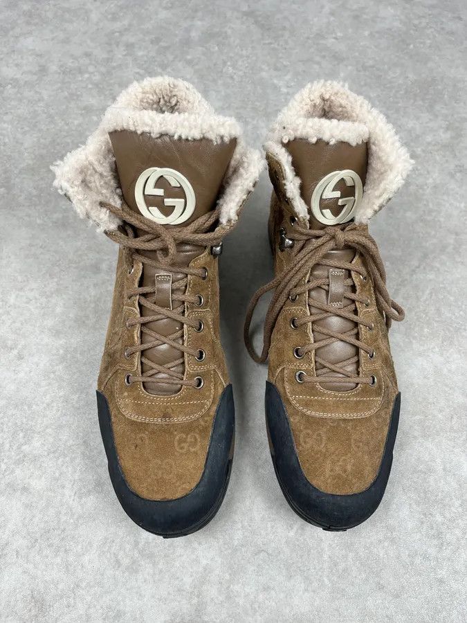 Gucci 2000s Gucci Brown Nebraska Monogram Hiking Boots Size US 11 / EU 44 - 2 Thumbnail