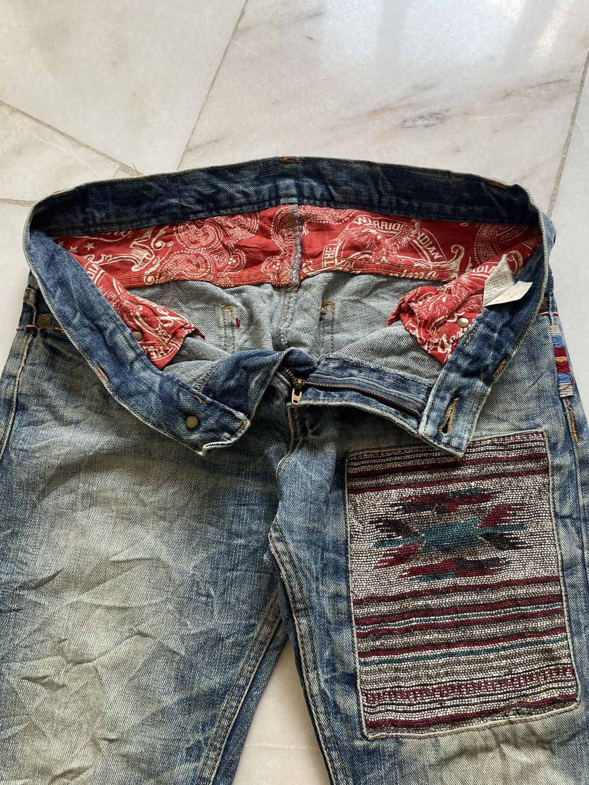 If Six Was Nine Vintage Geronimo Navajo Style Jeans Size US 32 / EU 48 - 7 Thumbnail