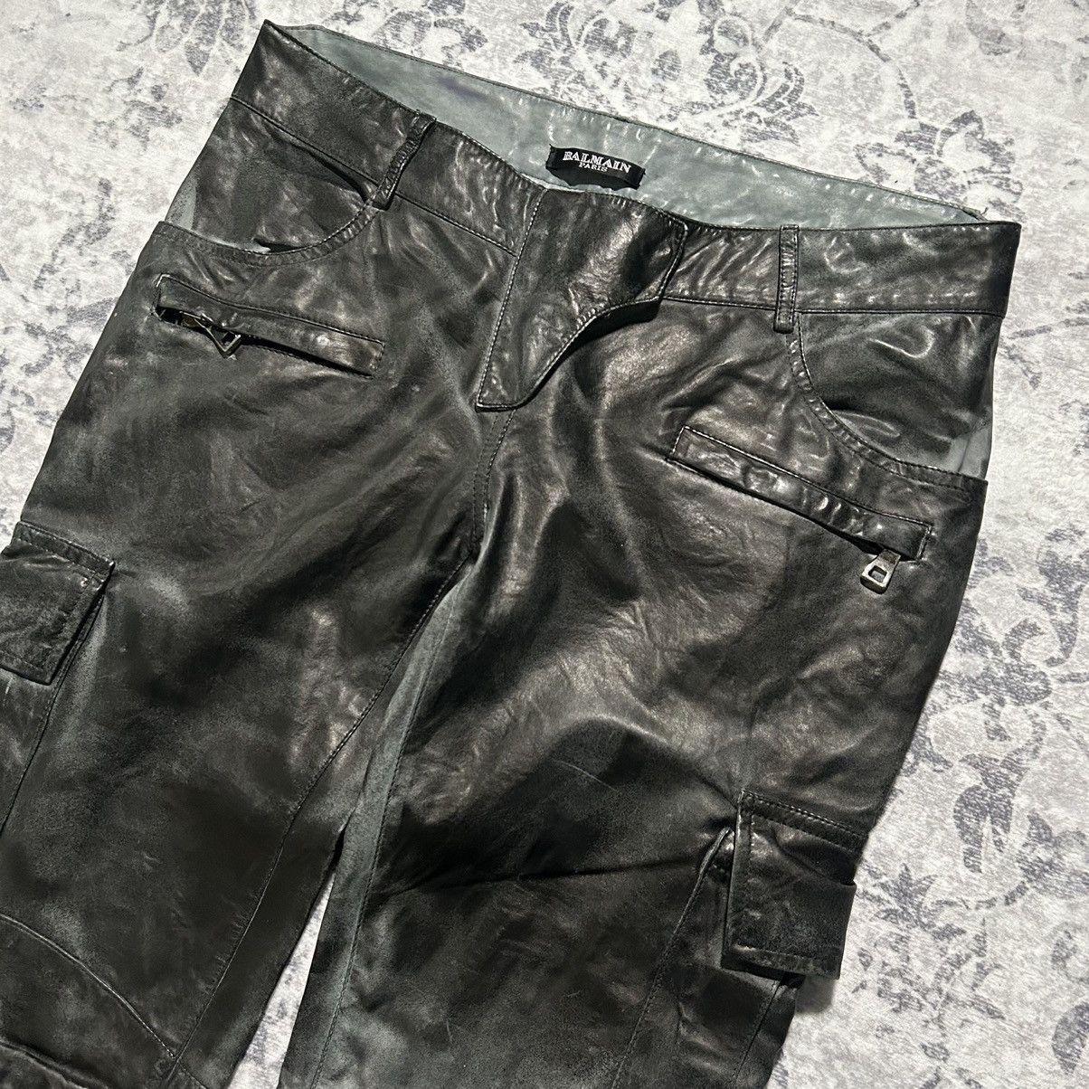 Balmain Balmain Decarnin Leather Cargo Biker Pants Size US 30 / EU 46 - 2 Thumbnail