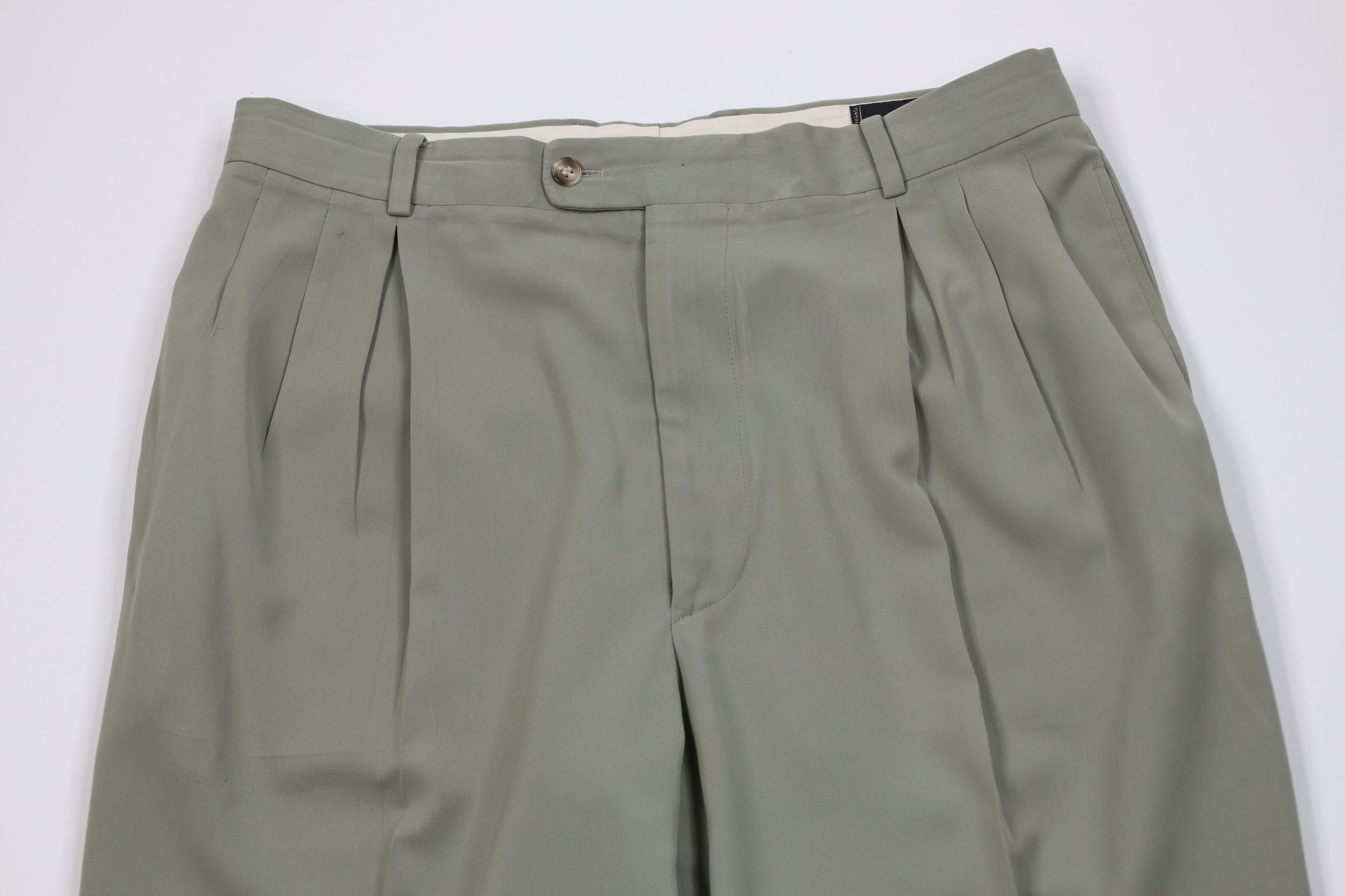 Vintage Vintage 90s Streetwear Knit Wide Leg Chino Pants Light Green Size US 34 / EU 50 - 2 Thumbnail