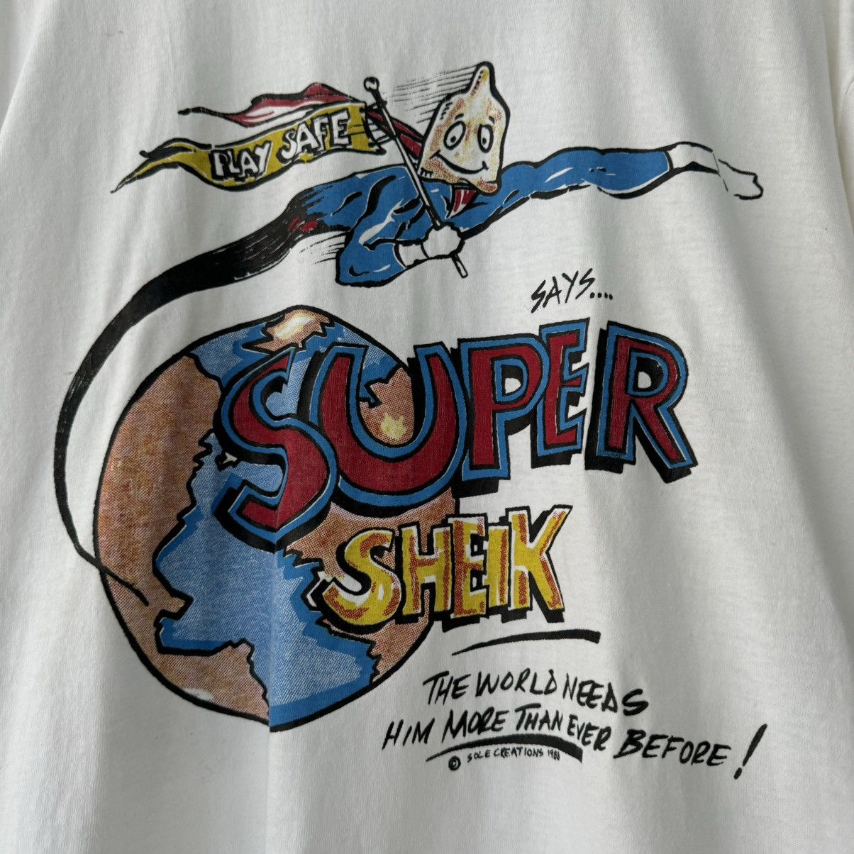 Vintage 88’s Super Sheik Condom Man Tee Size US XL / EU 56 / 4 - 3 Thumbnail