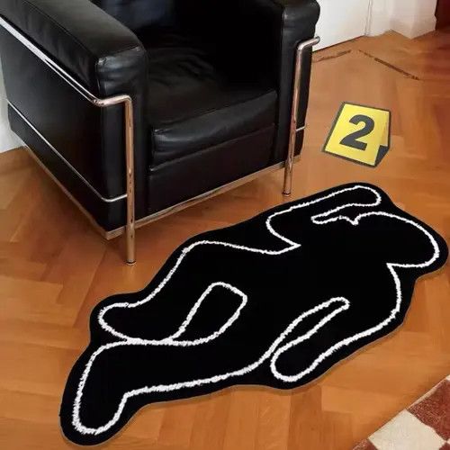 Handmade Handmade Design Humanoid Crime Scene Rug Carpet Size ONE SIZE - 1 Thumbnail