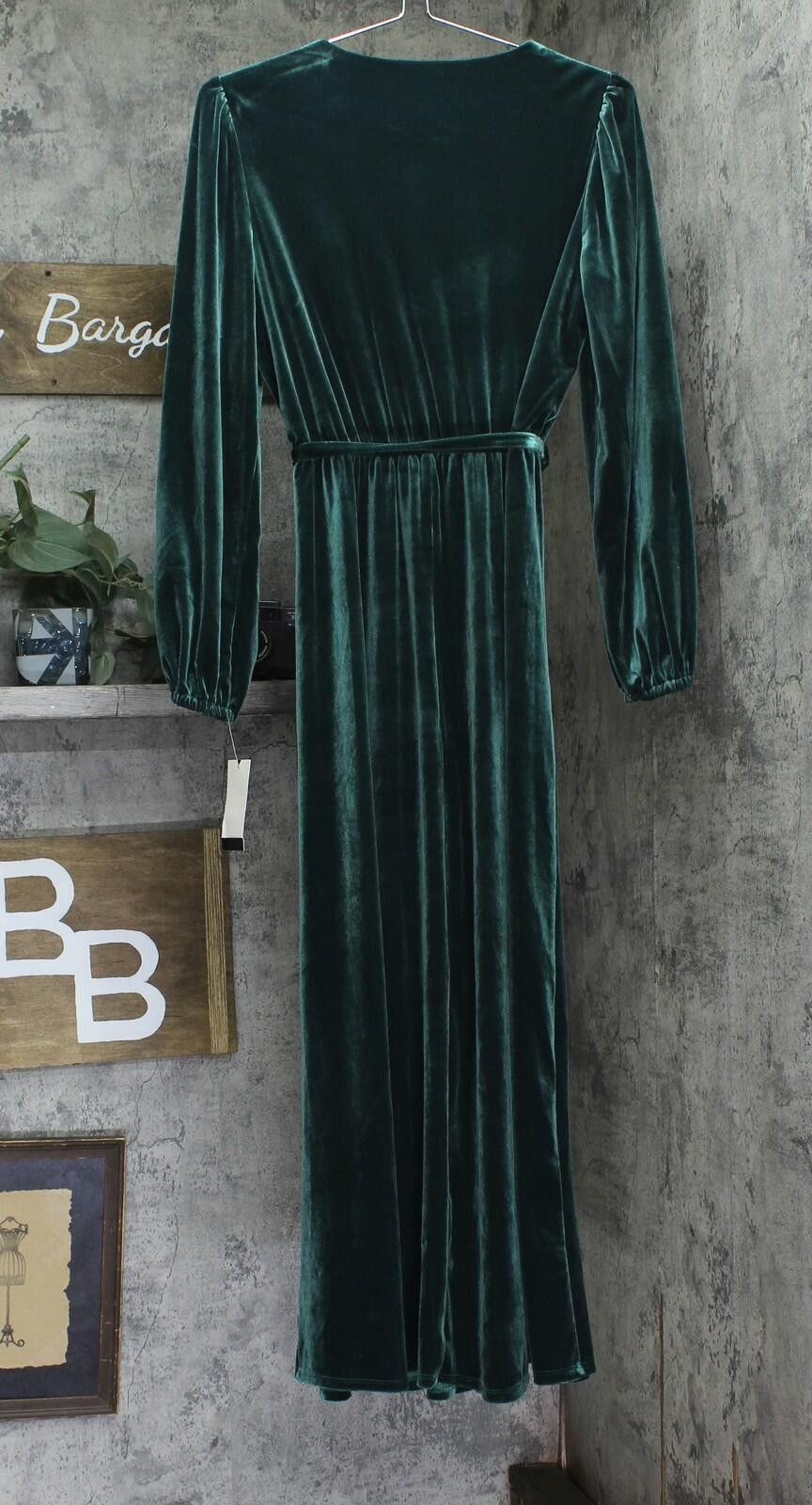 Other Nwt Msk Long Sleeve V Neck Stretch Dress Emerald Green S Size S / US 4 / IT 40 - 2 Thumbnail
