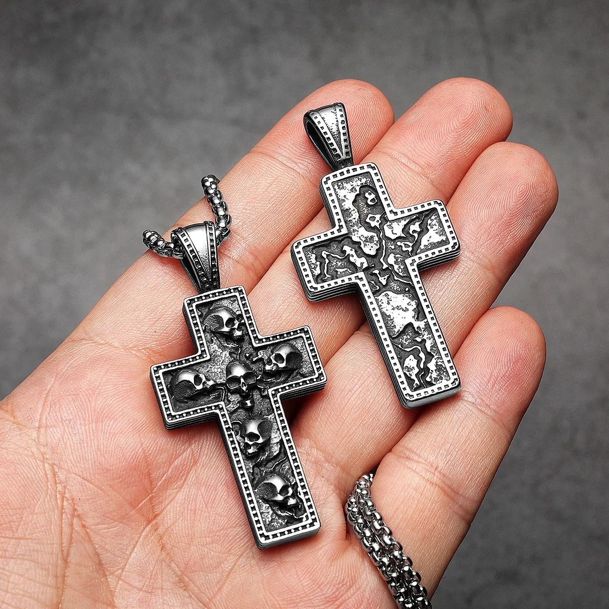 Other Skull Texture Cross Pendant Accessories Necklace Gifts Size ONE SIZE - 4 Thumbnail