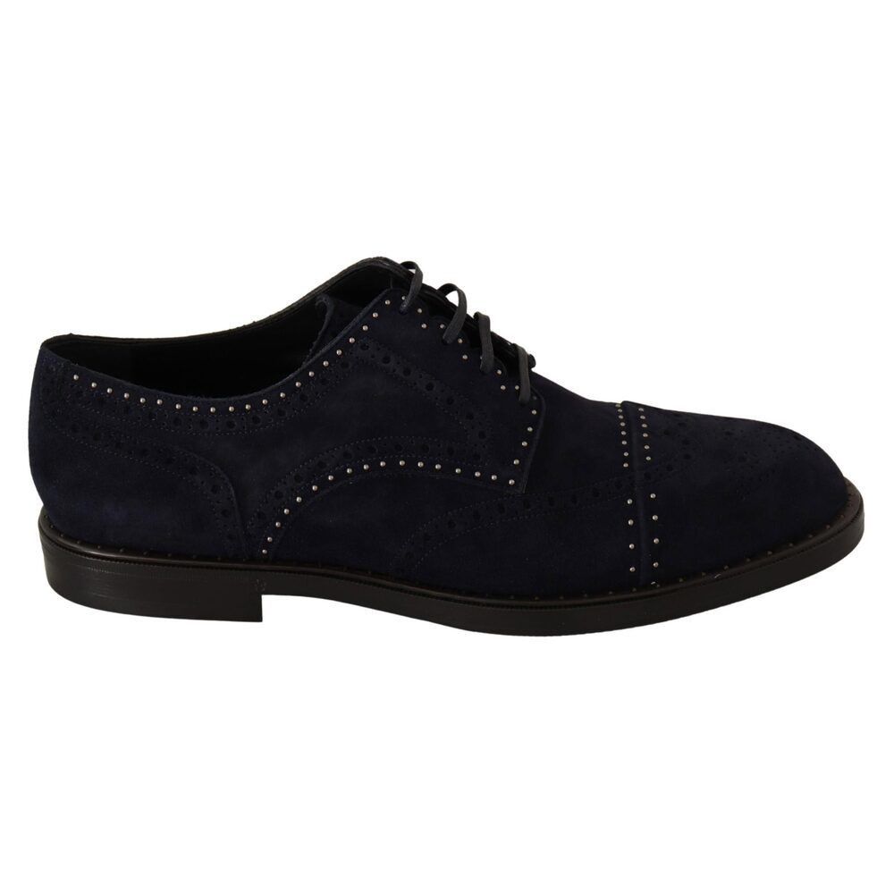 Dolce Gabbana Elegant Suede Derby Shoes with Silver Studs