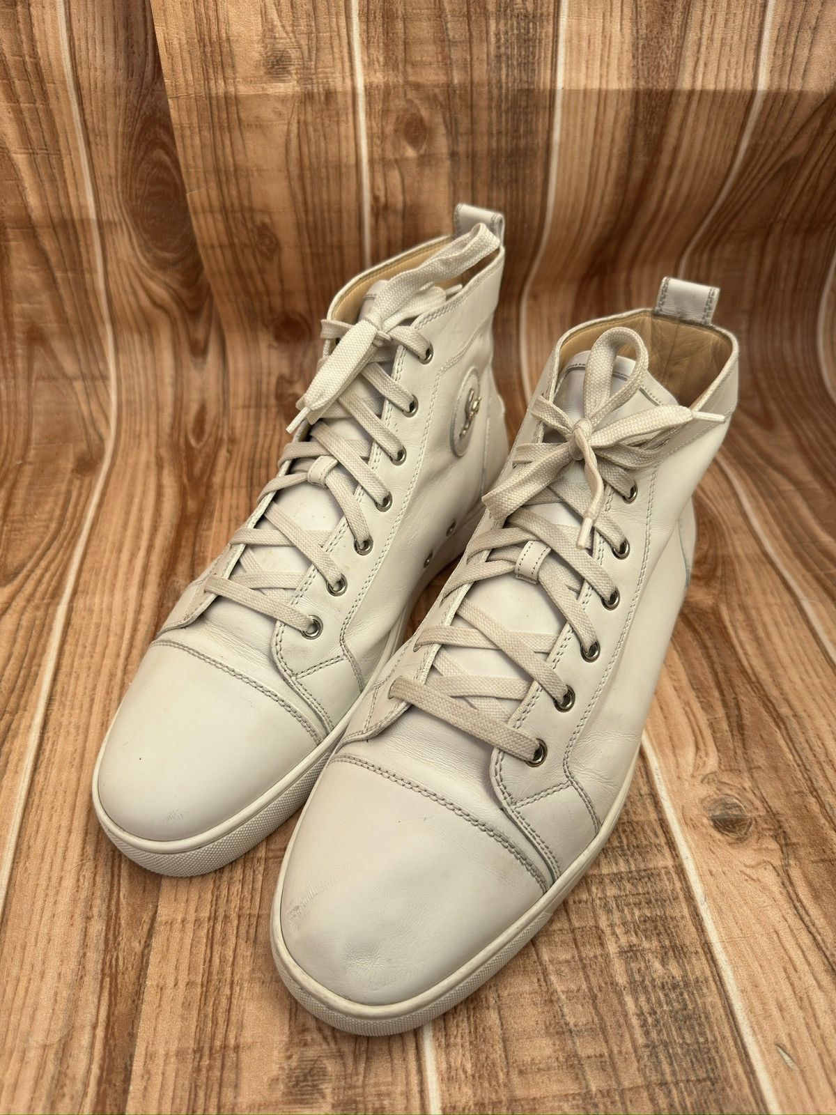 Christian Louboutin Christian Louboutin White High Leather Sneakers Size US 10.5 / EU 43-44 - 2 Thumbnail