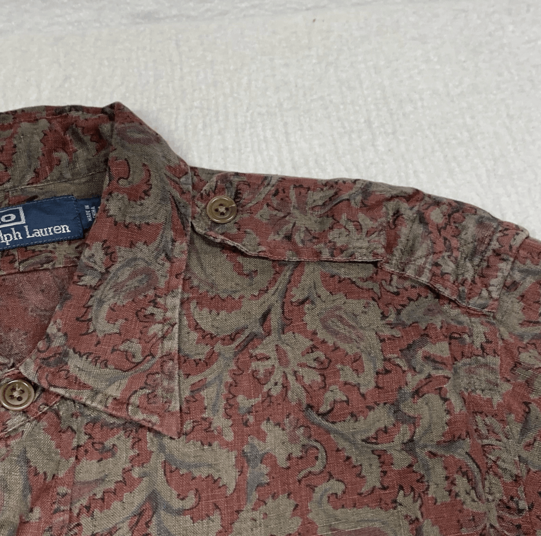 Polo Ralph Lauren VTG Polo Ralph Lauren Paisley Shirt Linen Epaulettes Medium Size US M / EU 48-50 / 2 - 4 Thumbnail
