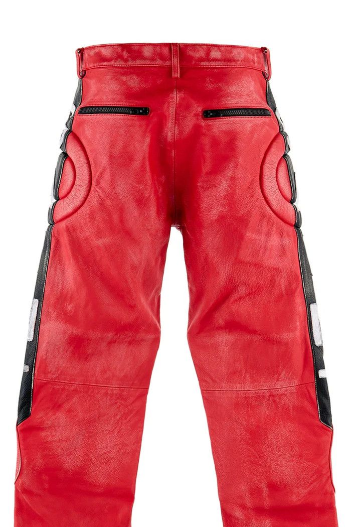 Saint Michael o1mle0326 Leather Racer Pants in Red Size US 34 / EU 50 - 5 Thumbnail