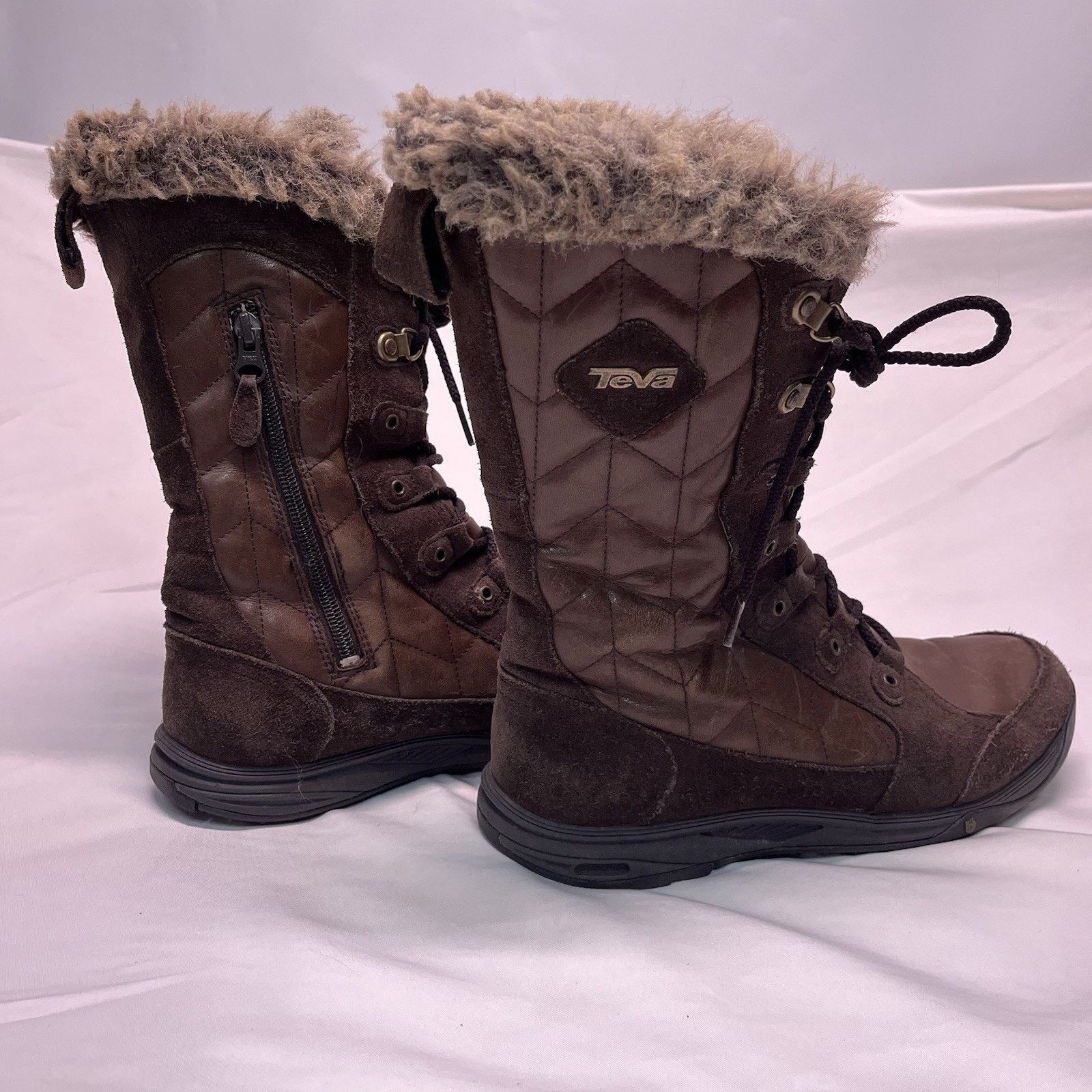 Teva Lenawee Leather Waterproof Tall Womens Winter Boots Size US 7.5 / IT 37.5 - 3 Thumbnail