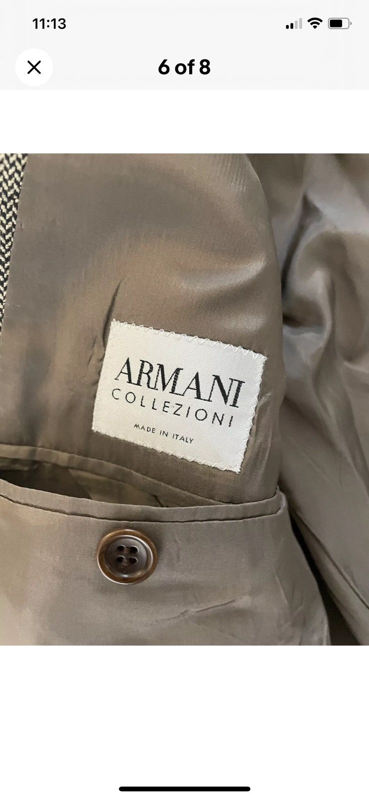 Armani Collezioni Silk & Wool Hopsack Herringbone Jacket Size 44R - 6 Thumbnail