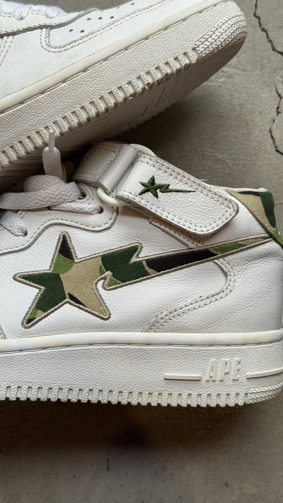 Bape Rare 2002 A Bathing Ape Green Camo White Leather Mid Bapesta Size US 8.5 / EU 41-42 - 3 Thumbnail