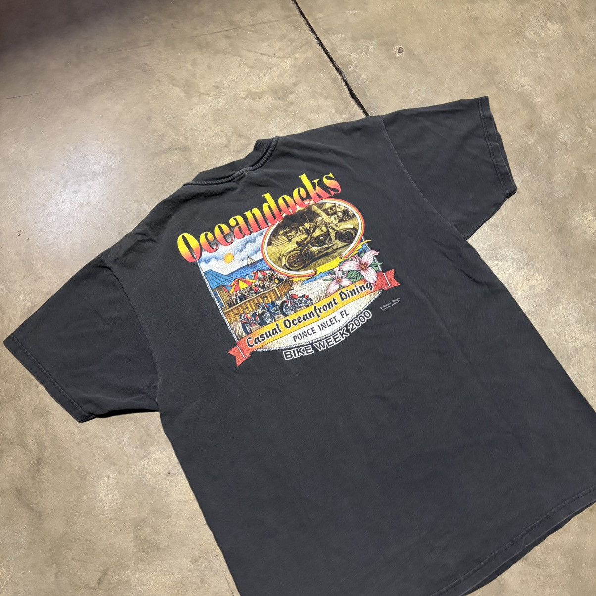 Harley Davidson Vintage 90s Biker T shirt Pocket Tee Oceandocks Daytona USA Size US XL / EU 56 / 4 - 2 Thumbnail