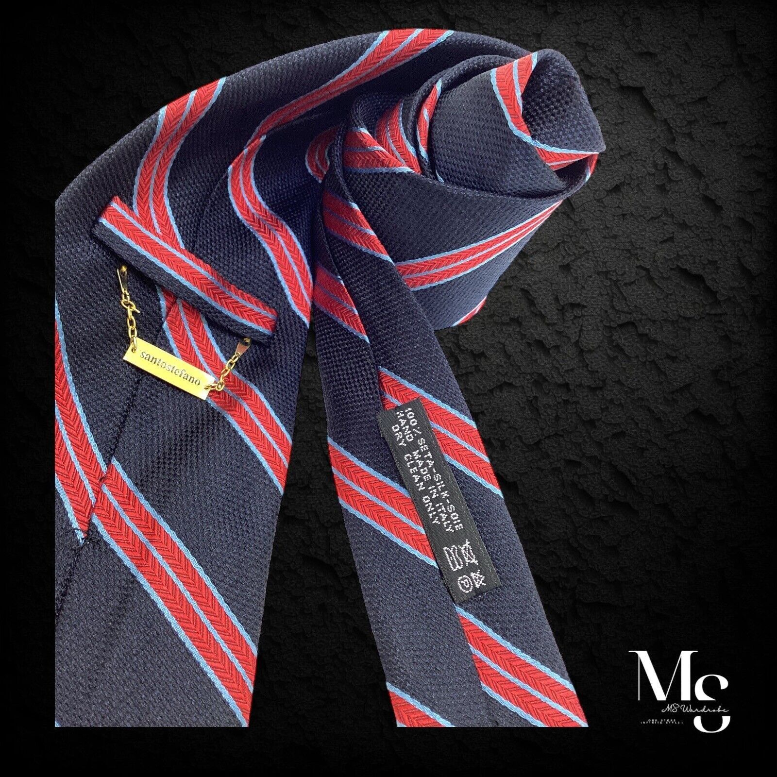 Brioni SANTOSTEFANO Blue Striped Luxury Silk Tie Hand Made In Italy Size ONE SIZE - 3 Thumbnail