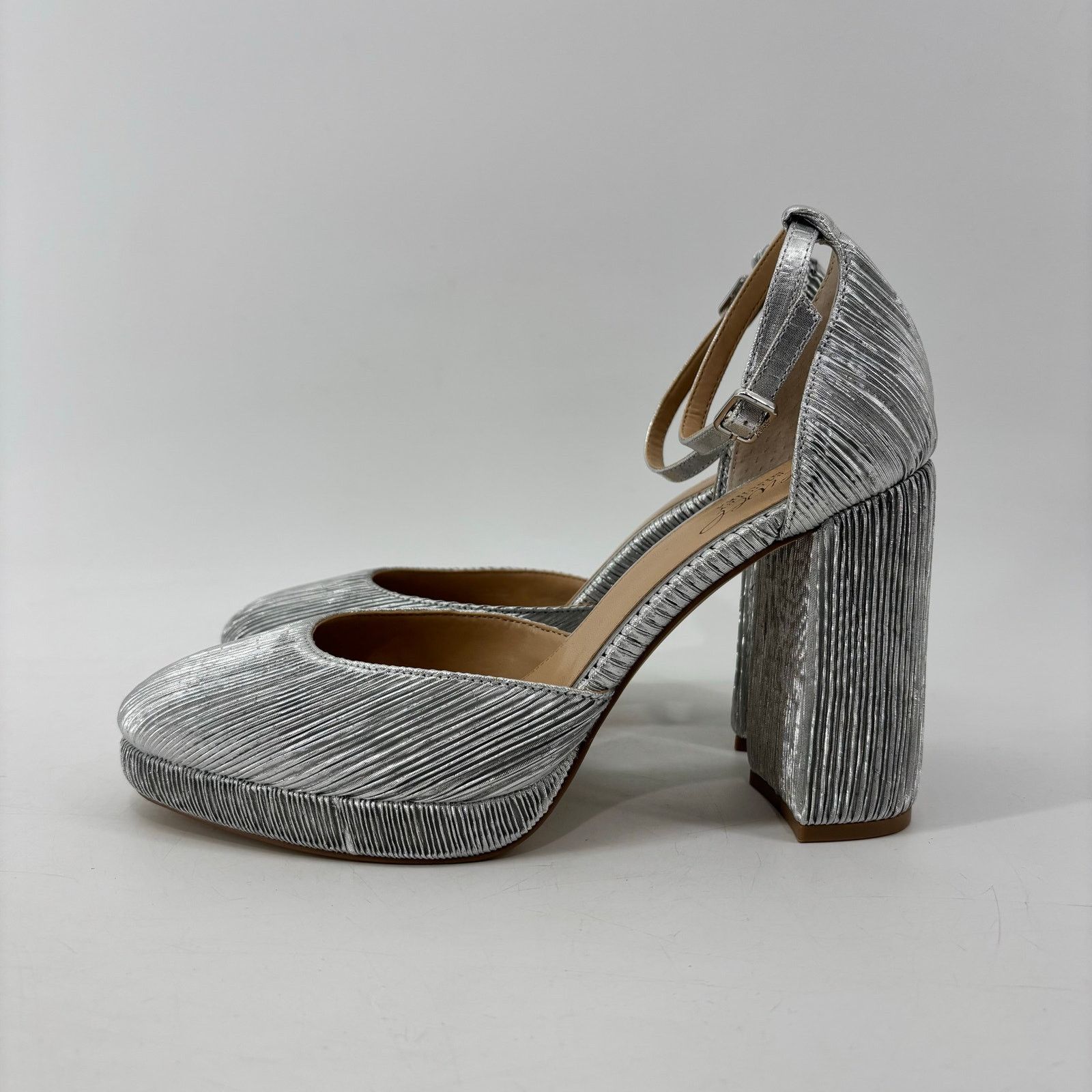 Other Jewel Badgley Mischka Womens 8.5 Silver Stephanie Heel Block Size US 8.5 / IT 38.5 - 1 Thumbnail