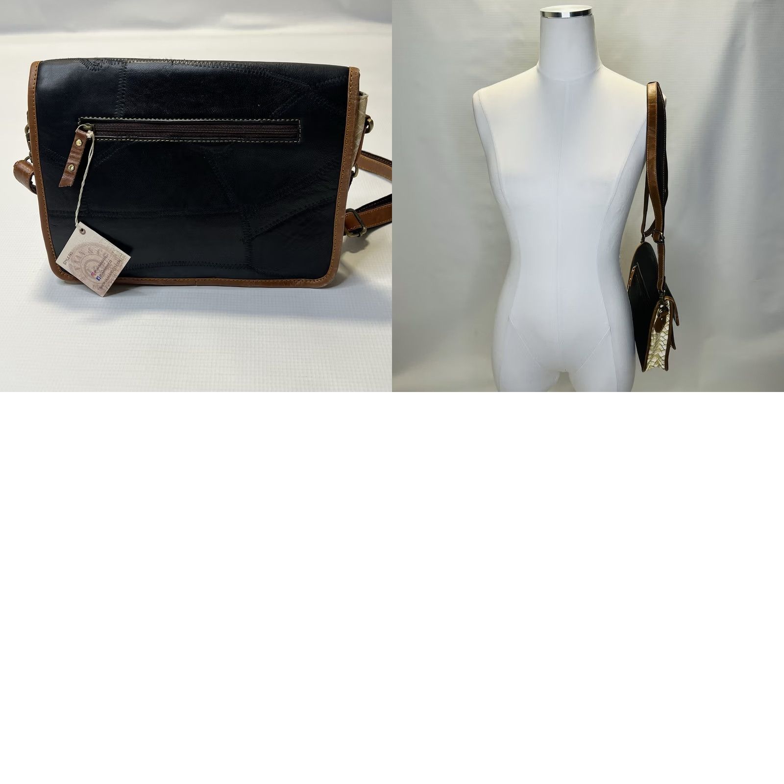CO Vaan & Co Wide Crossbody Bag Purse Leather Fabric Black Basket Weave NEW Crossbody Bag Womens Small Multicolor Canvas Leather Based on Original Title Size ONE SIZE - 9 Thumbnail