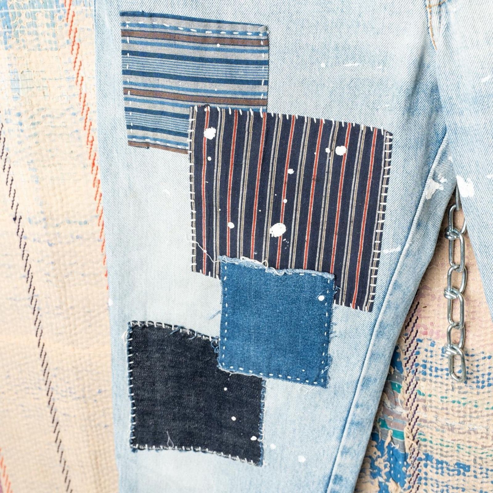 Levi's Custom handmade sashiko levis patchwork jeans size 31 x 30 Size US 31 - 3 Thumbnail