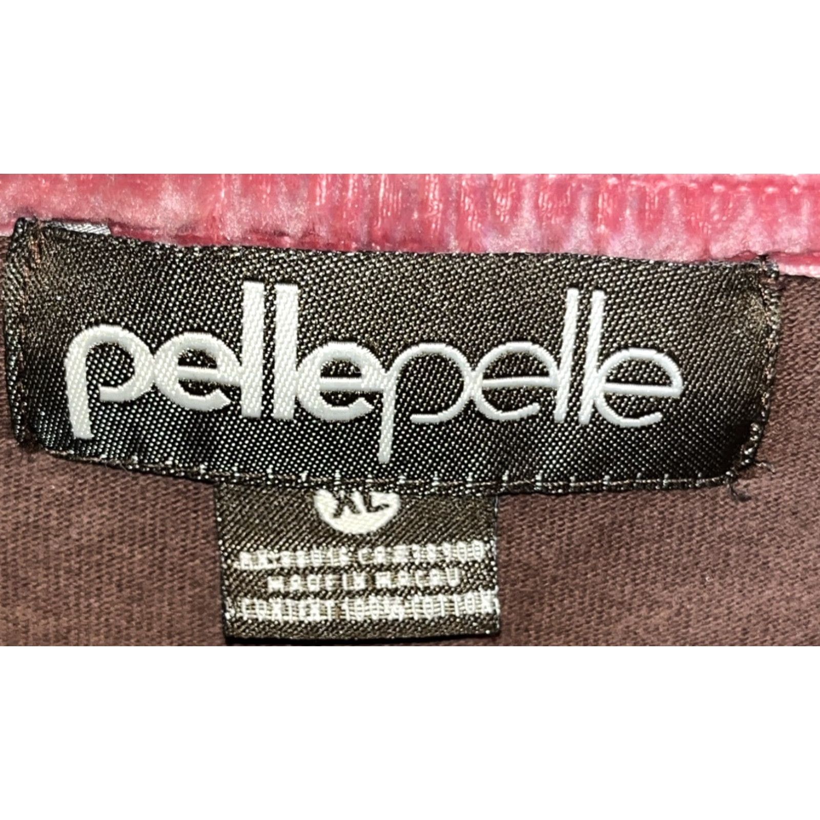Pelle Pelle Pelle Pelle Polo Shirt Embossed Spell Out Velvet 3 Button Short Sleeve XL Men Brown with Pink & White Embroidery Size US XL / EU 56 / 4 - 2 Thumbnail