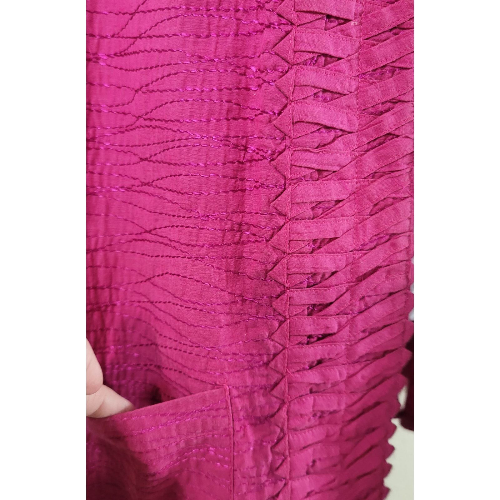 Chicos Chico's Fuchsia Metallic Braided Lapel Cardigan Sweater 2 L Size L / US 10 / IT 46 - 6 Thumbnail
