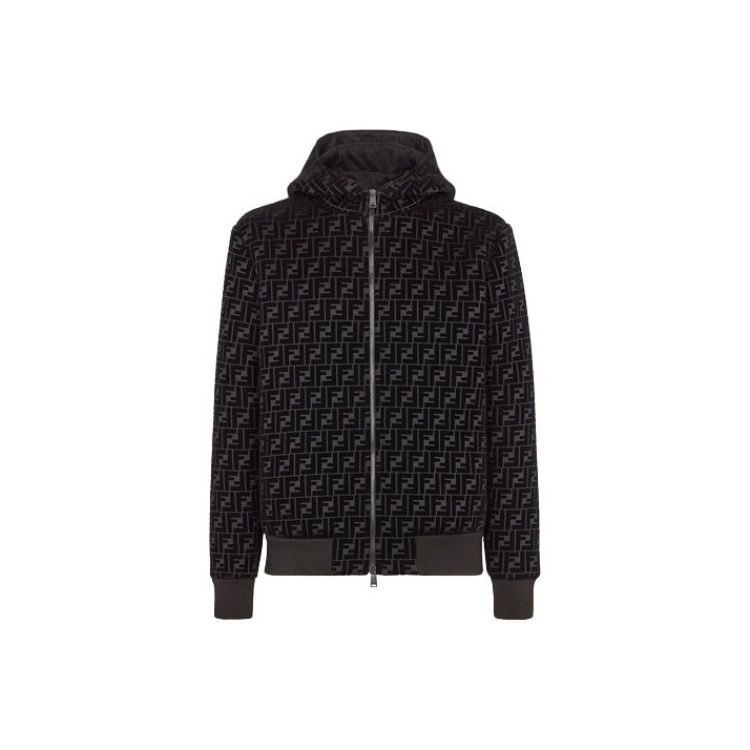 Fendi Fendi FF Logo Print Zip Hoodie Size M Size US M / EU 48-50 / 2 - 1 Thumbnail
