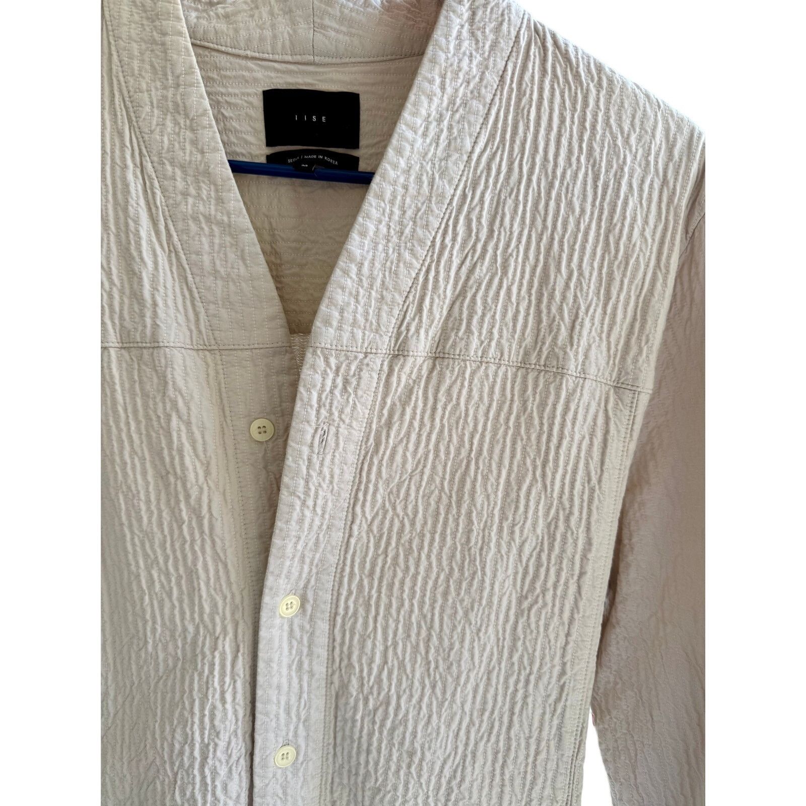 IISE IISE Korean Designer Quilted Shirt Jacket Cream Navy Size M Size US M / EU 48-50 / 2 - 5 Thumbnail