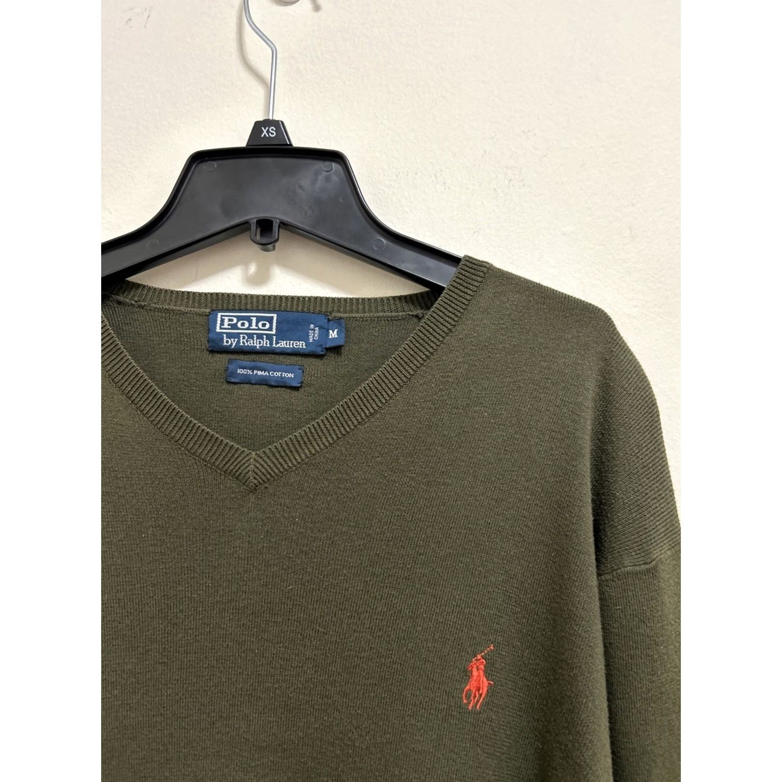Polo Ralph Lauren Polo Ralph Lauren Sweater Mens XL Green V-Neck Pullover Knit 100% Cotton Logo Regular Fit Size US XL / EU 56 / 4 - 4 Thumbnail