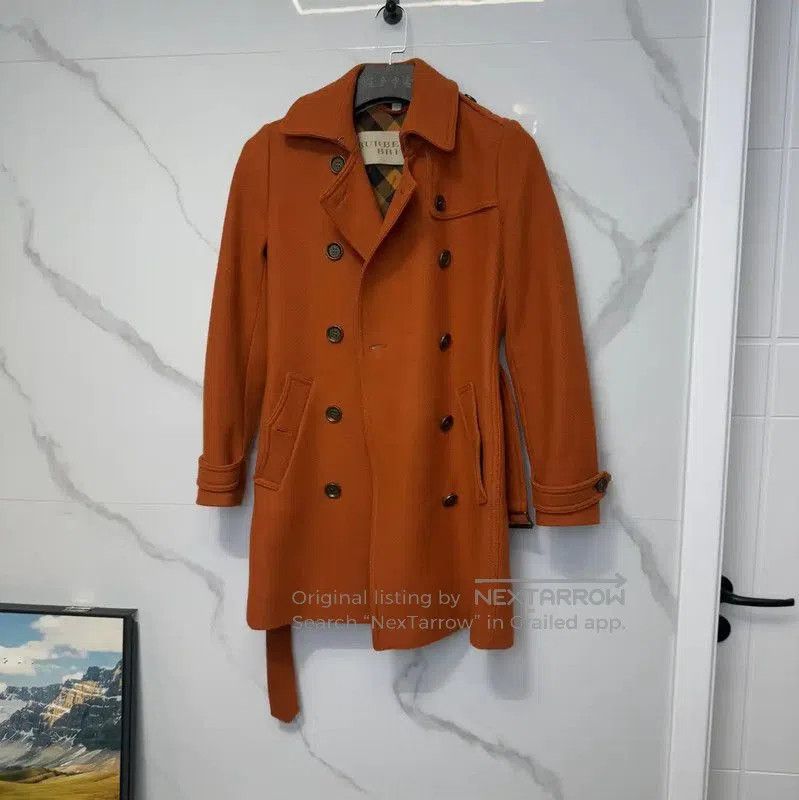 Burberry Burberry Orange Cotton Long Coat for Women. Size S / US 4 / IT 40 - 1 Thumbnail