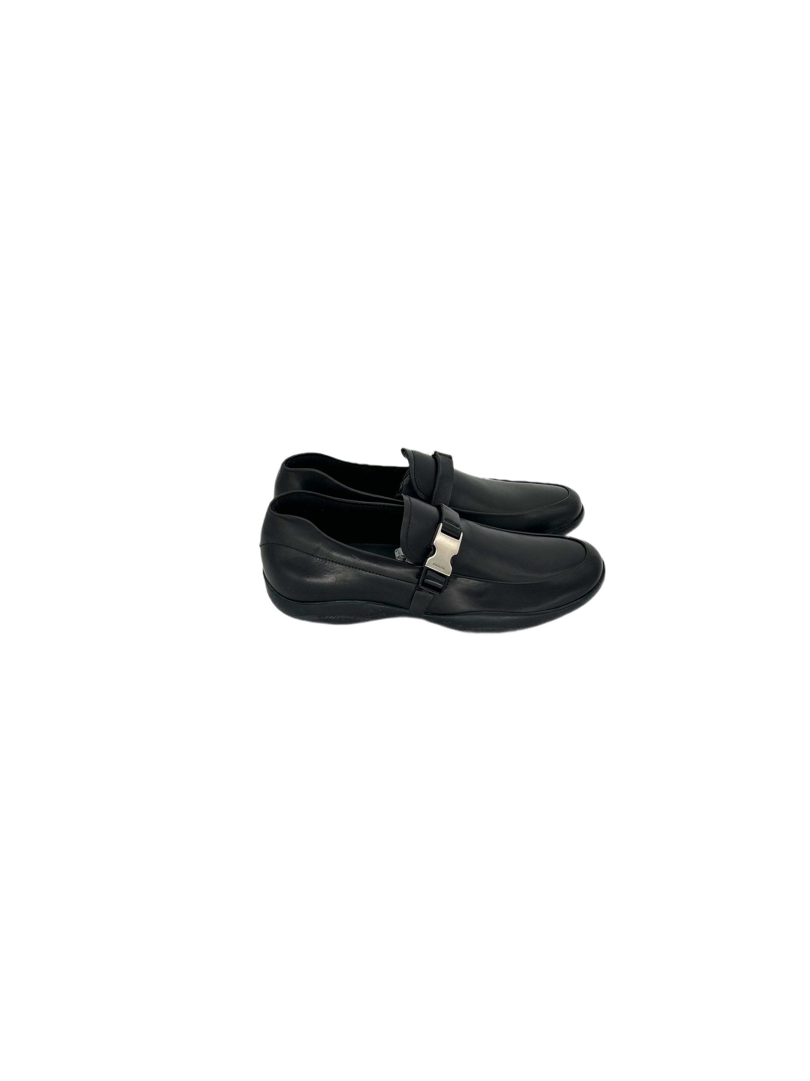 Prada Prada Linea Rossa 'Sport' Black Loafers With Metal Buckle Size US 6 / EU 39 - 2 Thumbnail