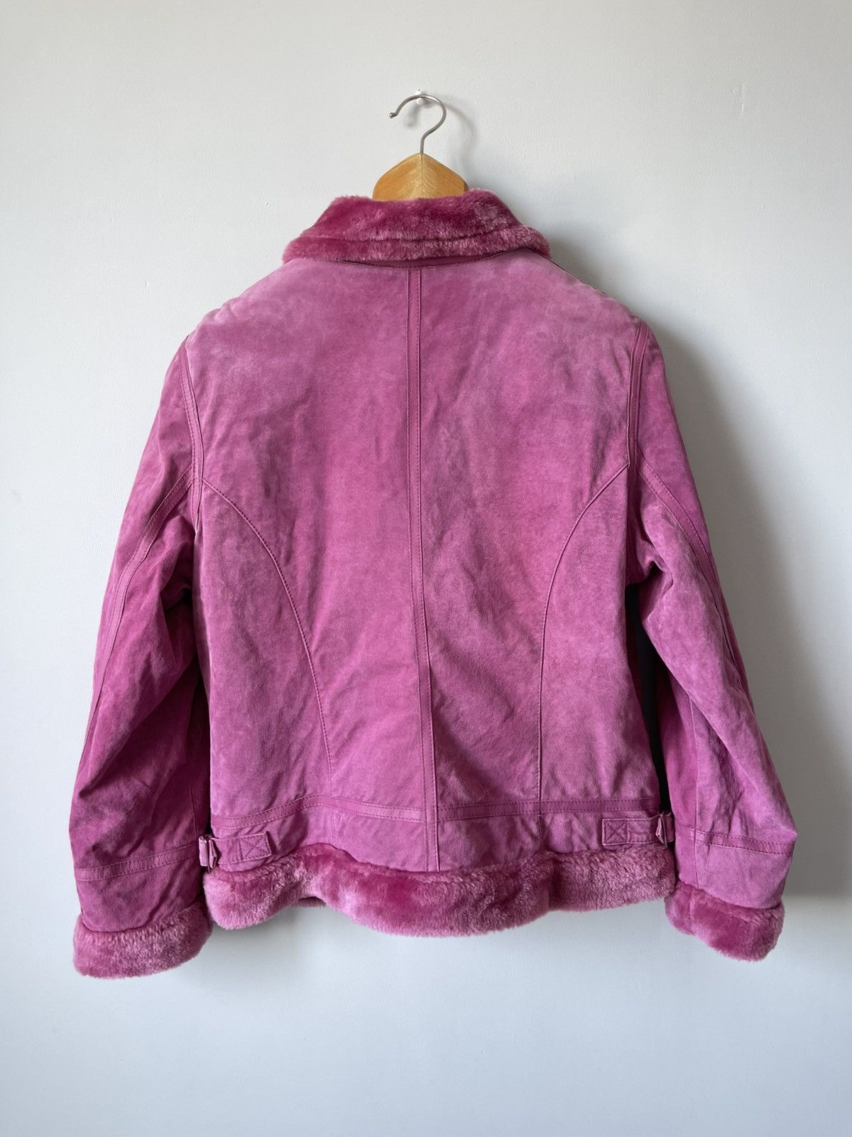 Japanese Brand Vintage Y2k Faux Fur Pink Suede Leather Japan Archive Jacket Size L / US 10 / IT 46 - 13 Thumbnail
