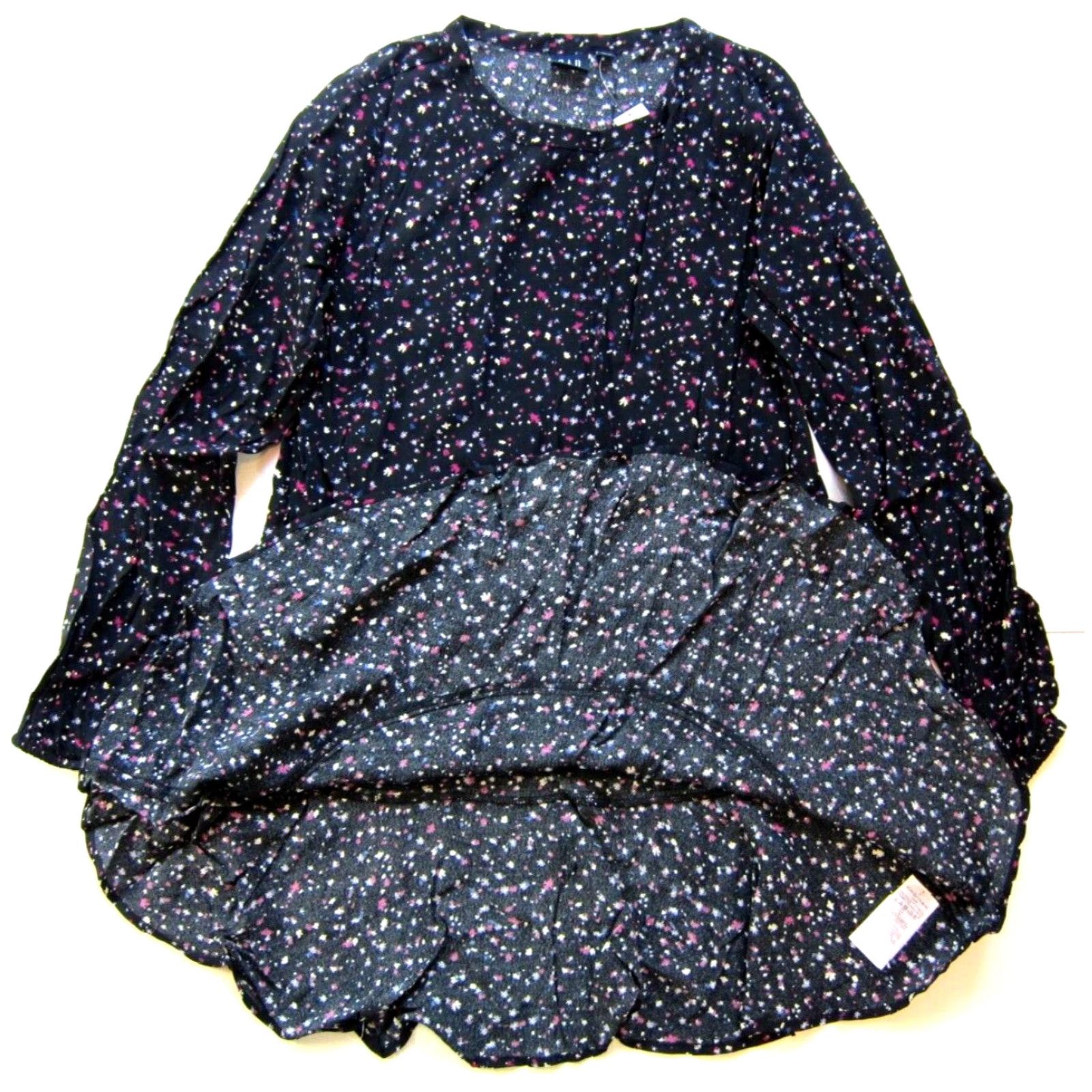Gap GAP Dress Smock Tunic Floral 100% Rayon Long Sleeve Small Women's Pink Black Blue Size S Size S / US 4 / IT 40 - 4 Thumbnail