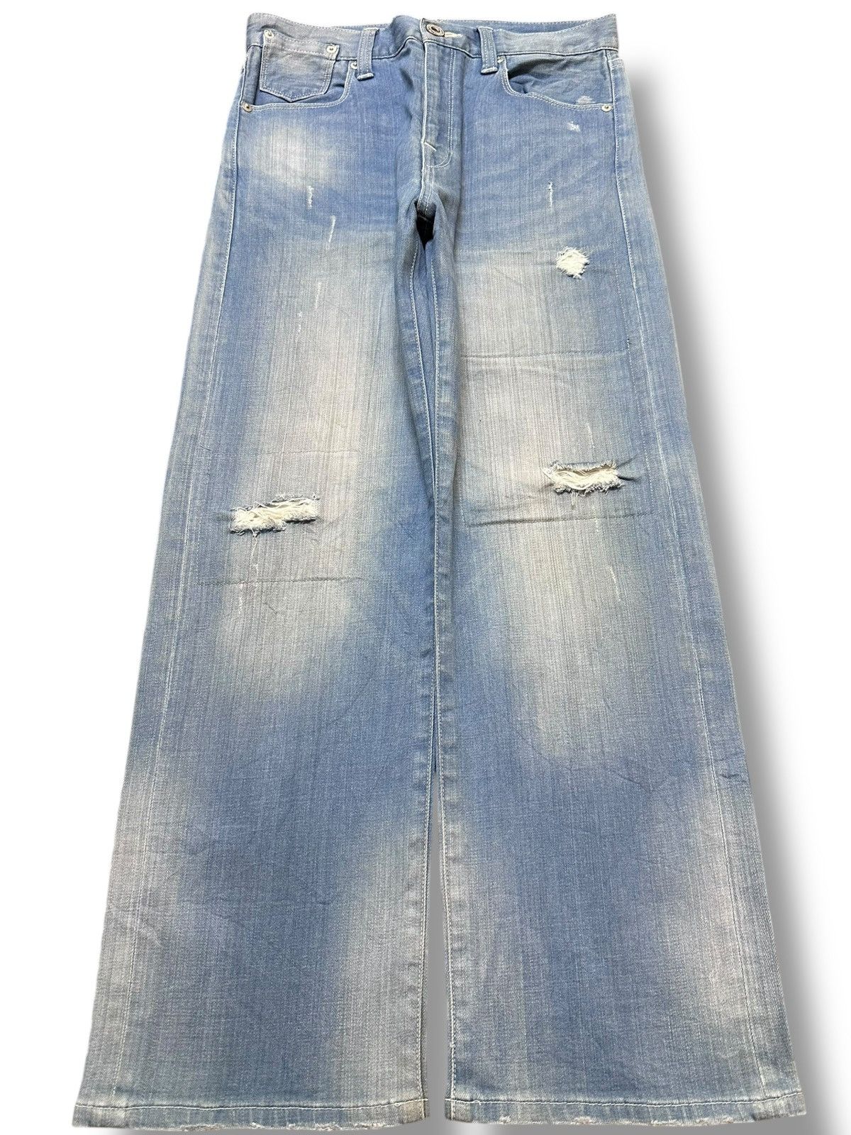 The Unbranded Brand Vintage Barnyardstorm Baggy Buckle Belt Distressed Denim Size US 29 - 1 Thumbnail