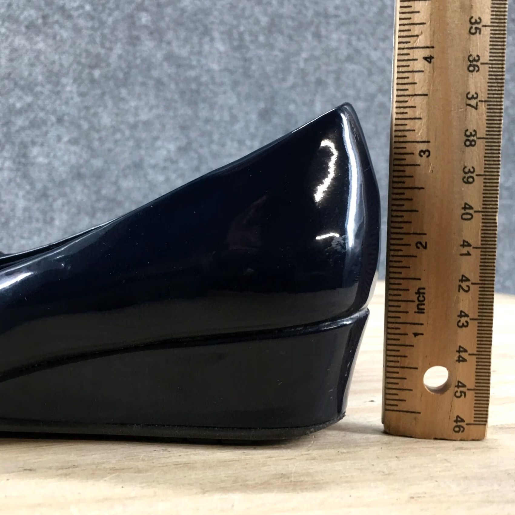 Vintage Kelly And Katie Heels Womens 5.5 Bow Slip On Low Wedge Pumps Blue Faux Leather Slip On Bow Pump Womens 5.5 Blue Size US 6 / IT 36 - 7 Thumbnail