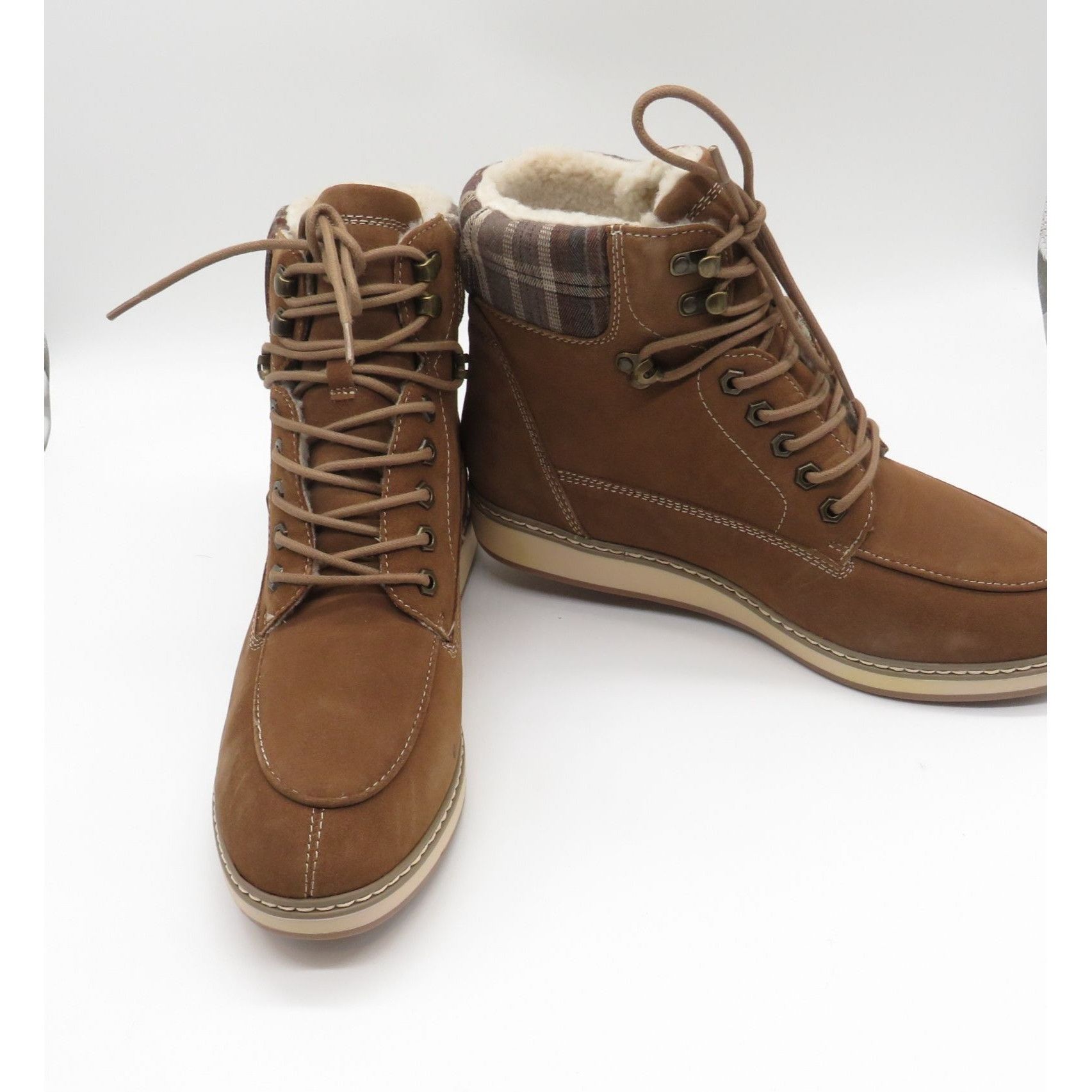 Other White Mountain Brown Plaid High-Top Lace-Up Boots Faux Fur L Size US 11 / IT 41 - 7 Thumbnail