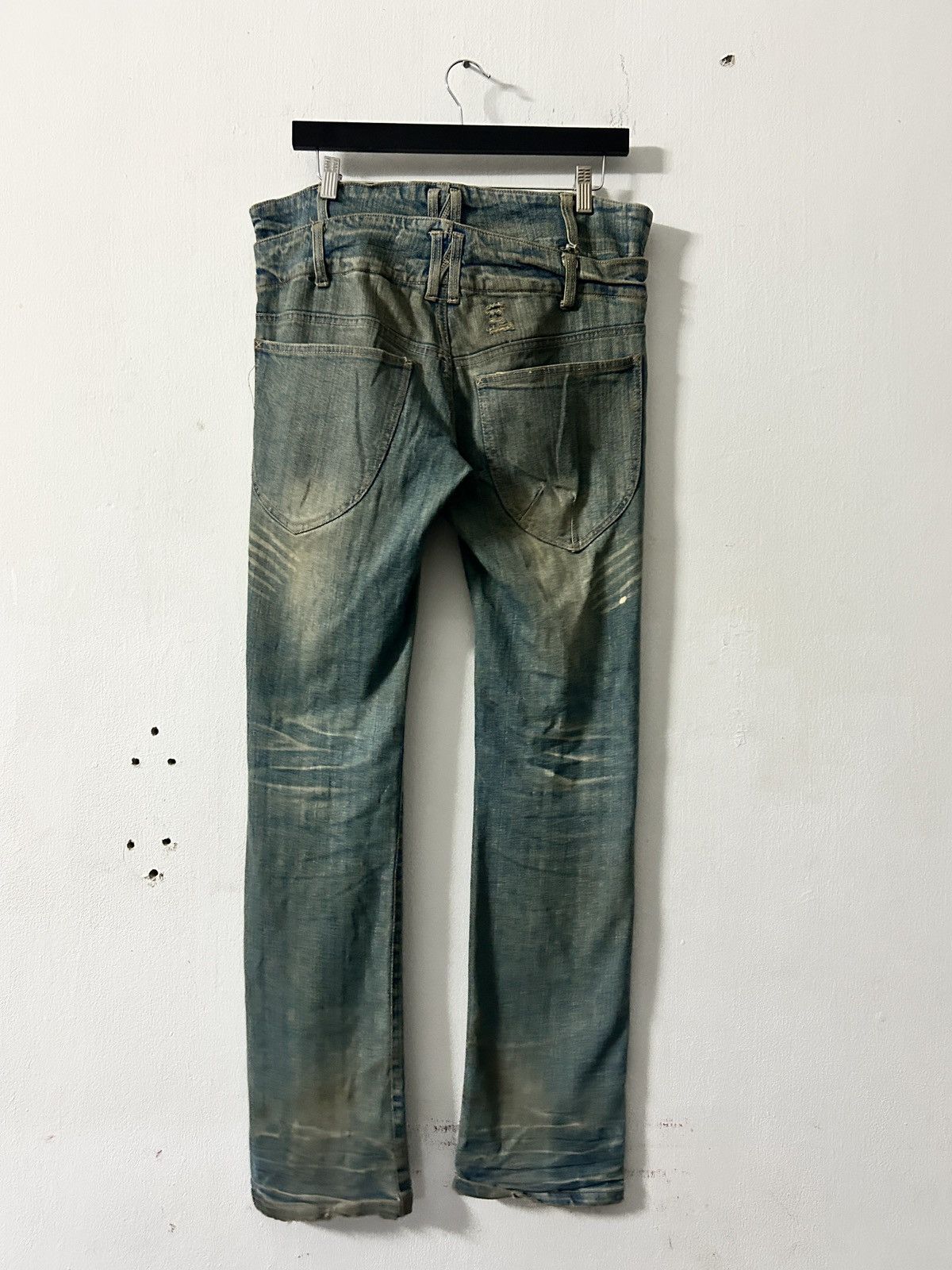 Japanese Brand Gumu international washed double waist jeans Size US 33 - 9 Thumbnail